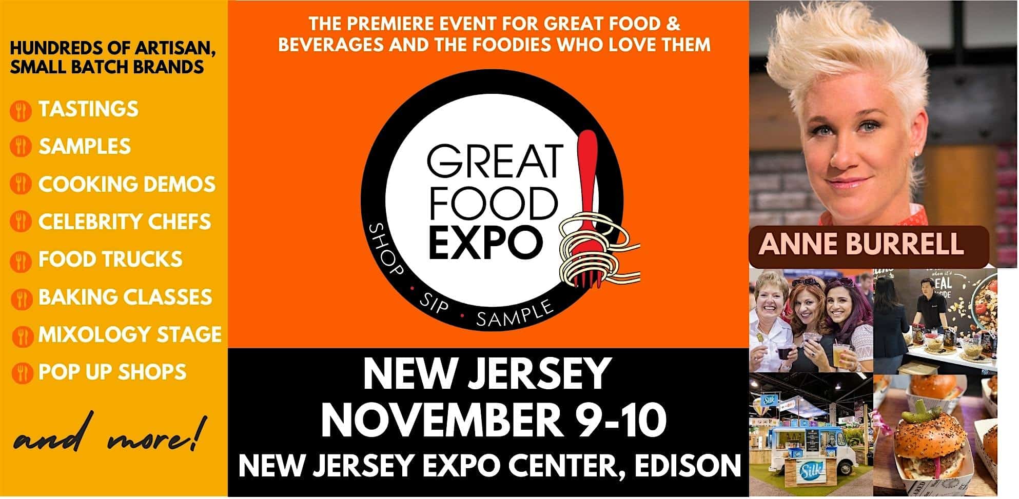 Great Food Expo; Shop Sip Sample, Pop Up Shops, Celebrity Chefs Nov 9-10 – Edison, NJ