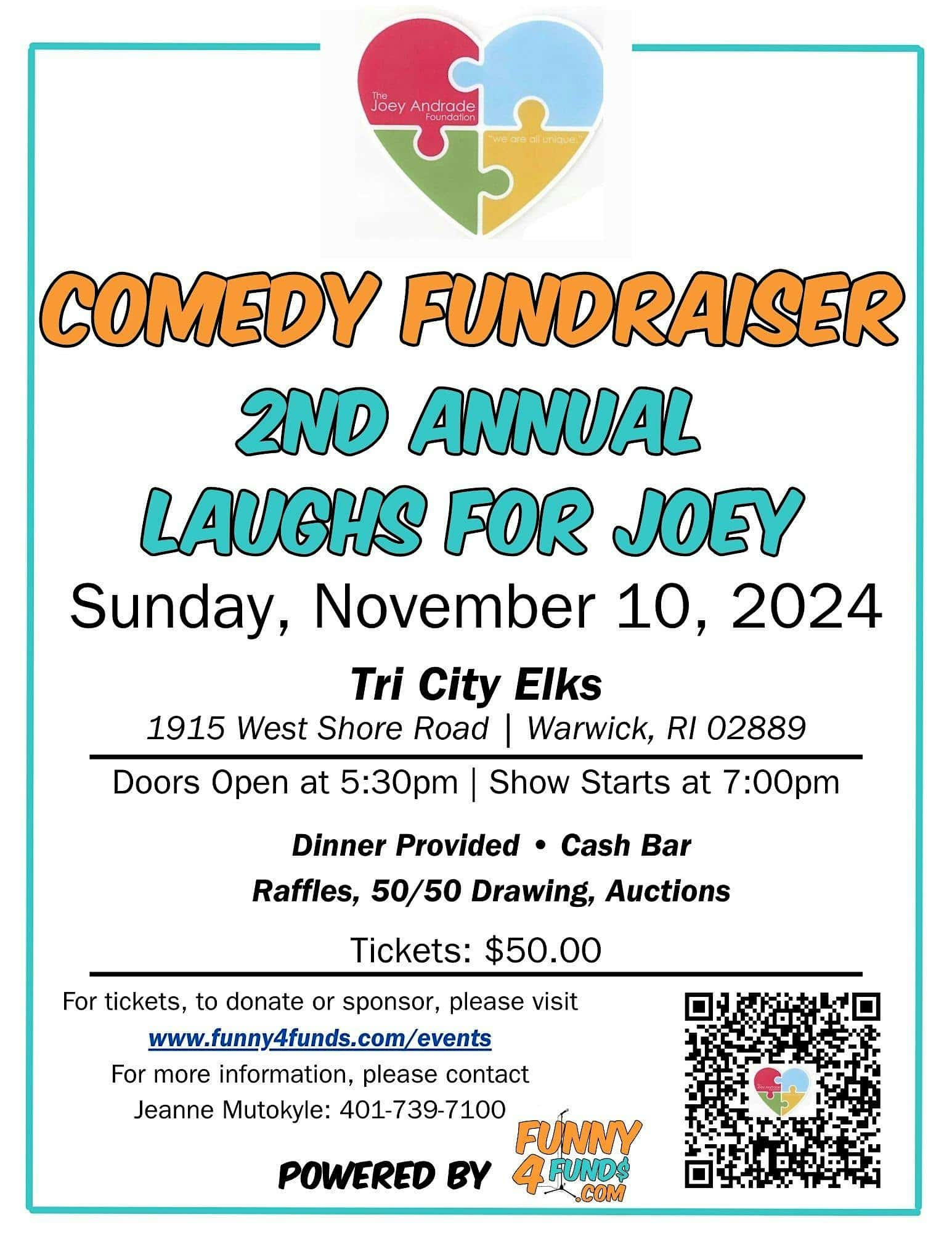 2nd Annual Laughs for Joey – Dinner/Comedy Show – Warwick, RI