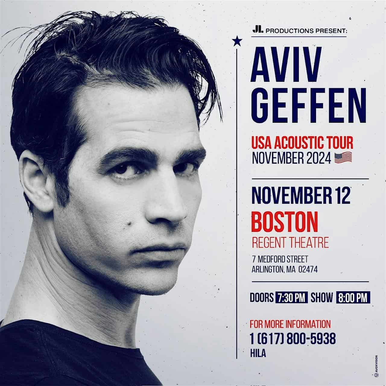 AVIV GEFFEN USA ACOUSTIC TOUR – BOSTON – Arlington, MA