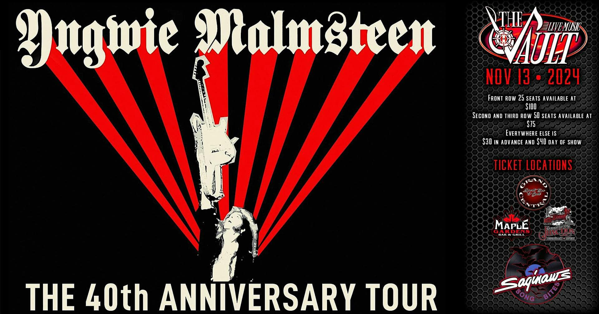 YNGWIE MALMSTEEN “The 40th Anniversary Tour” – Saginaw, MI