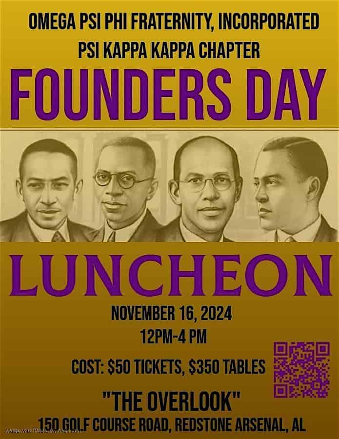 OMEGA PSI PHI, PSI KAPPA KAPPA -FOUNDERS DAY LUNCHEON, NOV 16, 2024 – Redstone Arsenal, AL