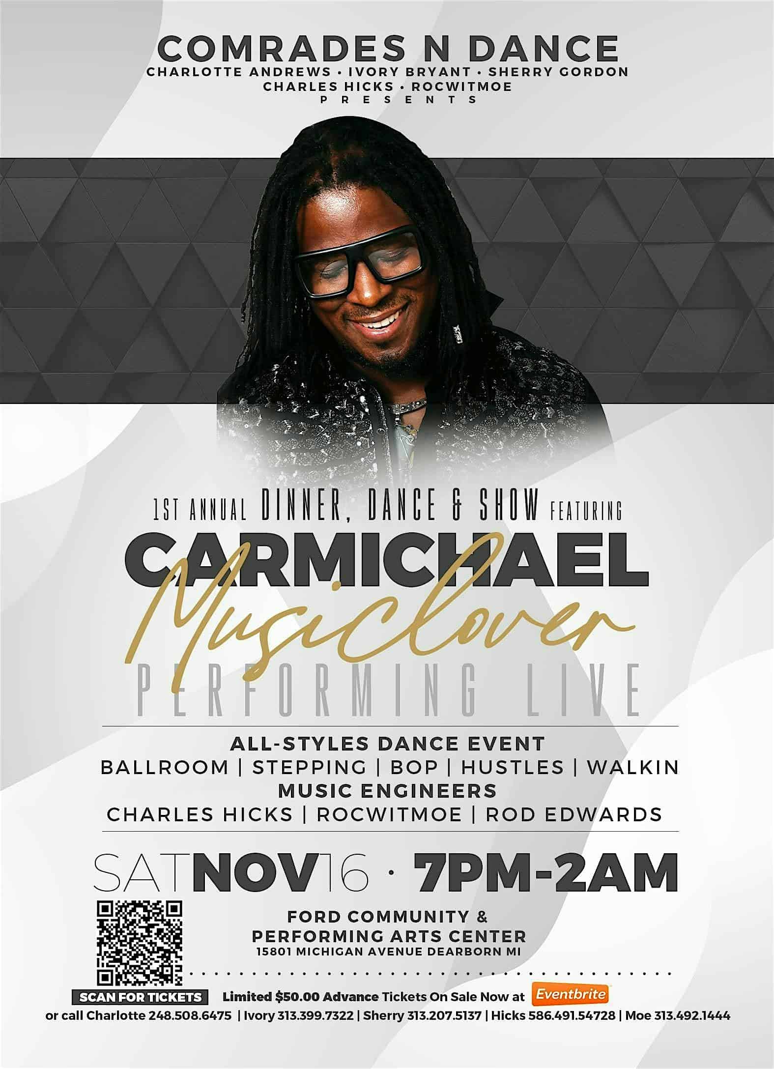 Dinner, Dance & Show featuring Carmichael performing LIVE – Dearborn, MI