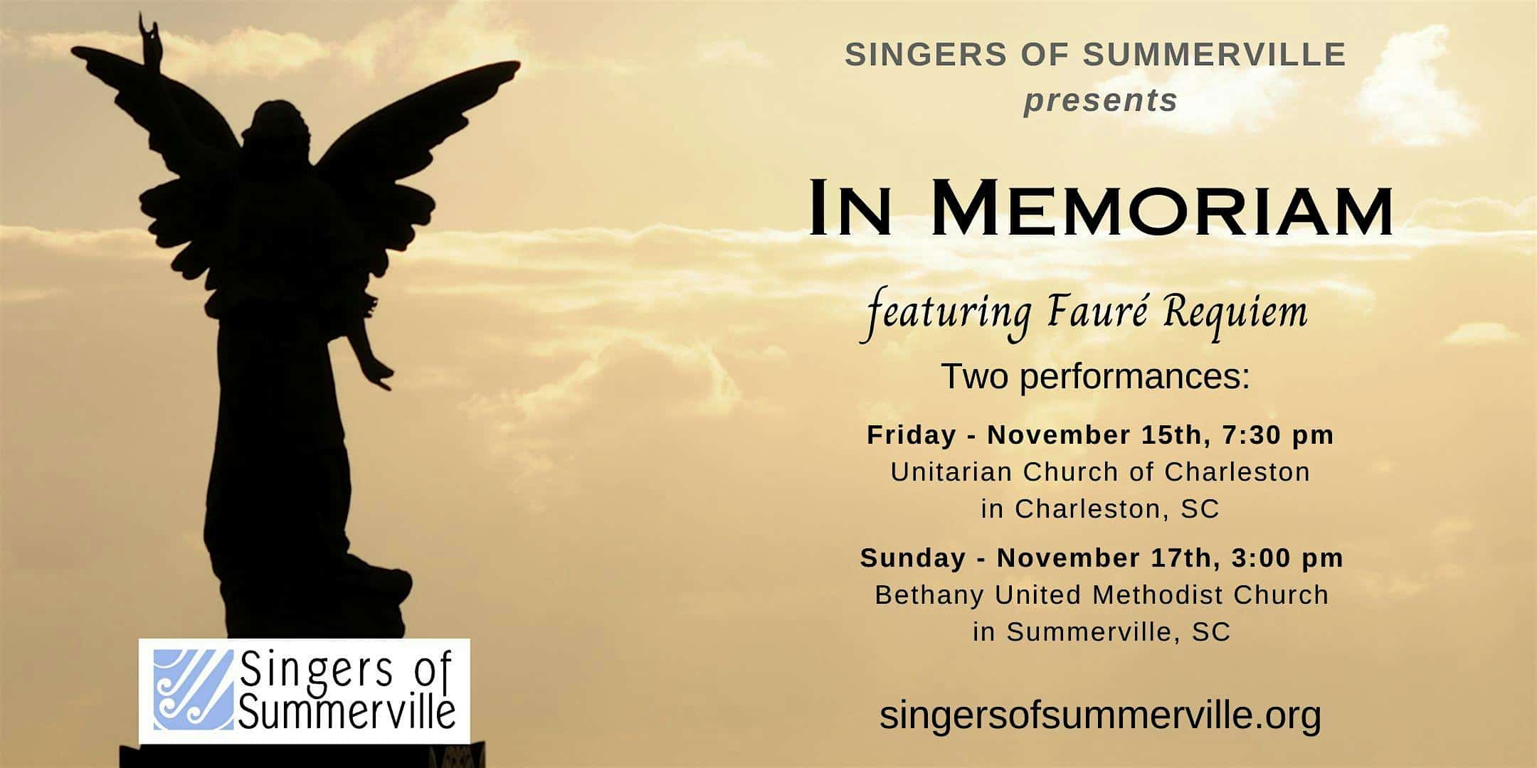 Singers of Summerville presents “In Memoriam” Concert in Summerville – Summerville, SC