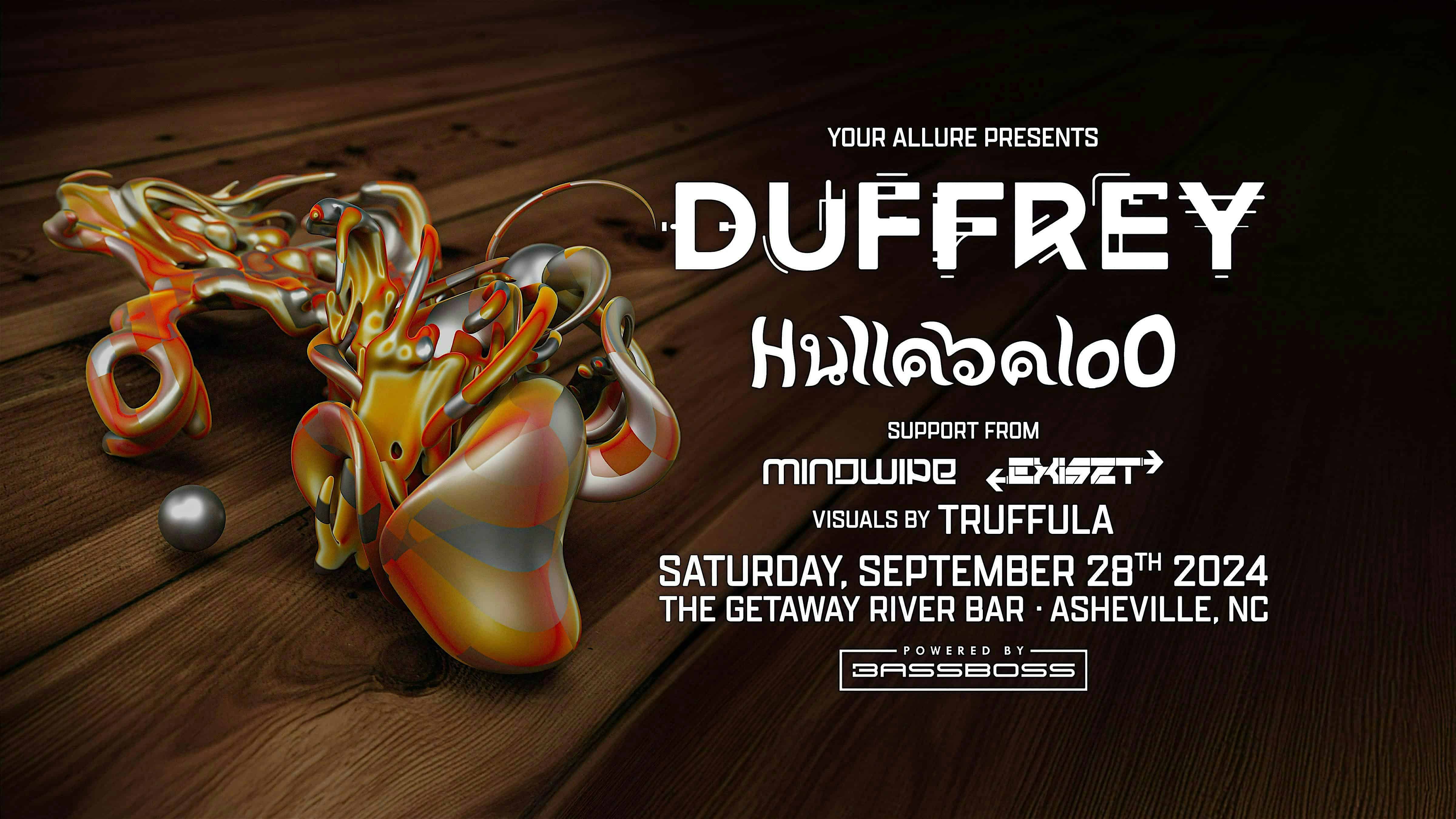 Duffrey + Hullabalo0, Mindwipe, & Exiszt at The Getaway River Bar – Asheville, NC