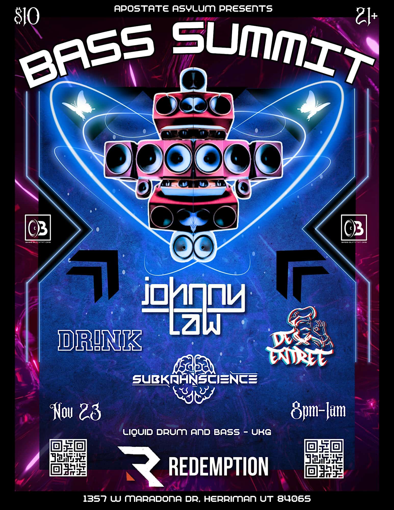 BASS SUMMIT – FT Johnny Law, Drink, Subkahnscience, De Entree – Herriman, UT