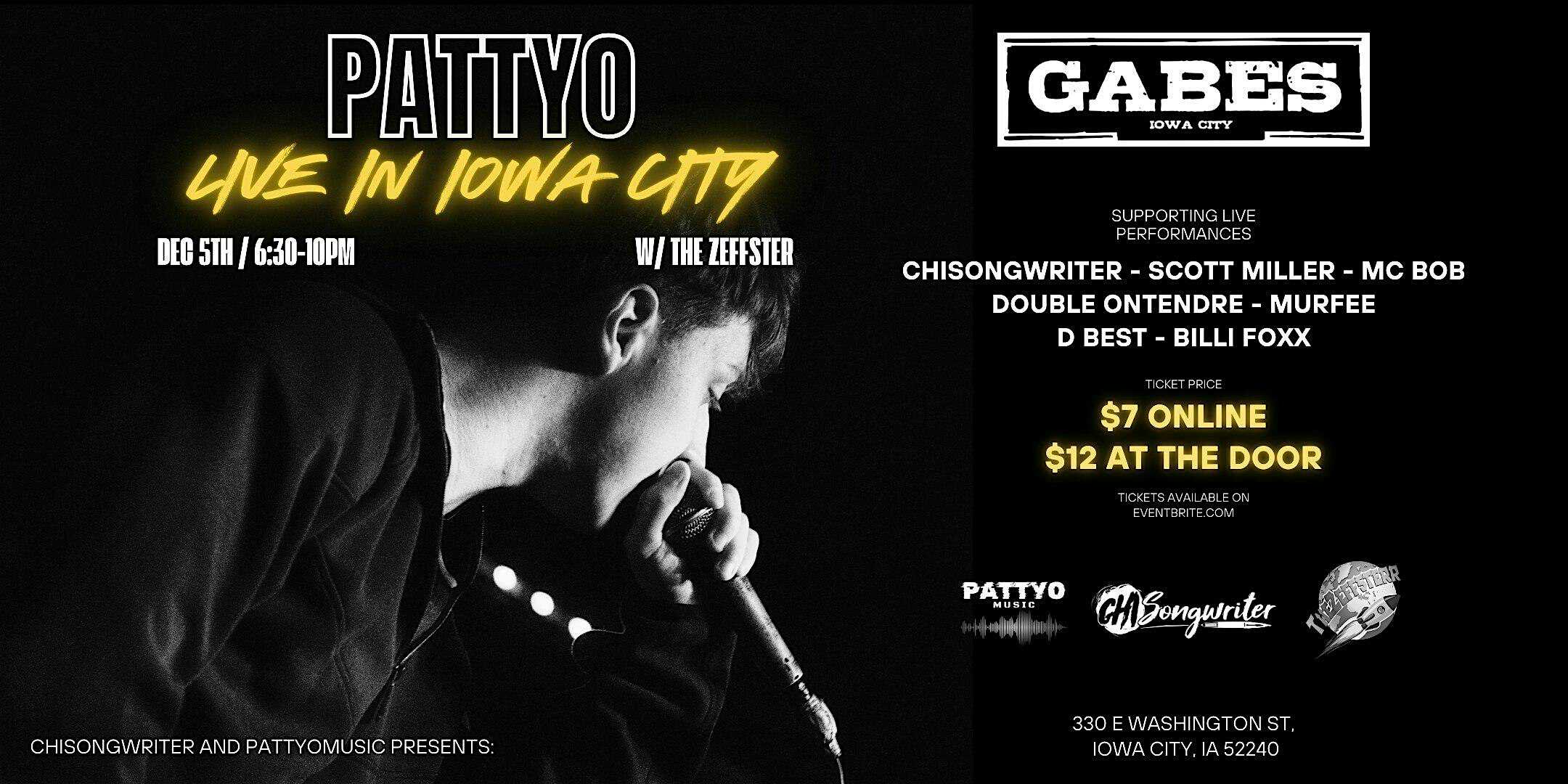 Pattyo w/ The Zeffster – Live at Gabe’s – Iowa City, IA