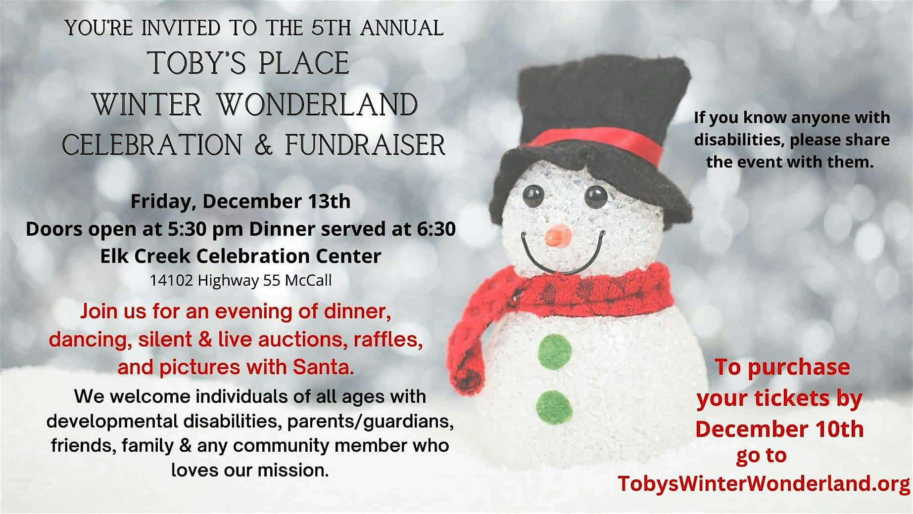 Copy of Toby’s Place Winter Wonderland: A Night of Celebration & Fundraiser – McCall, ID