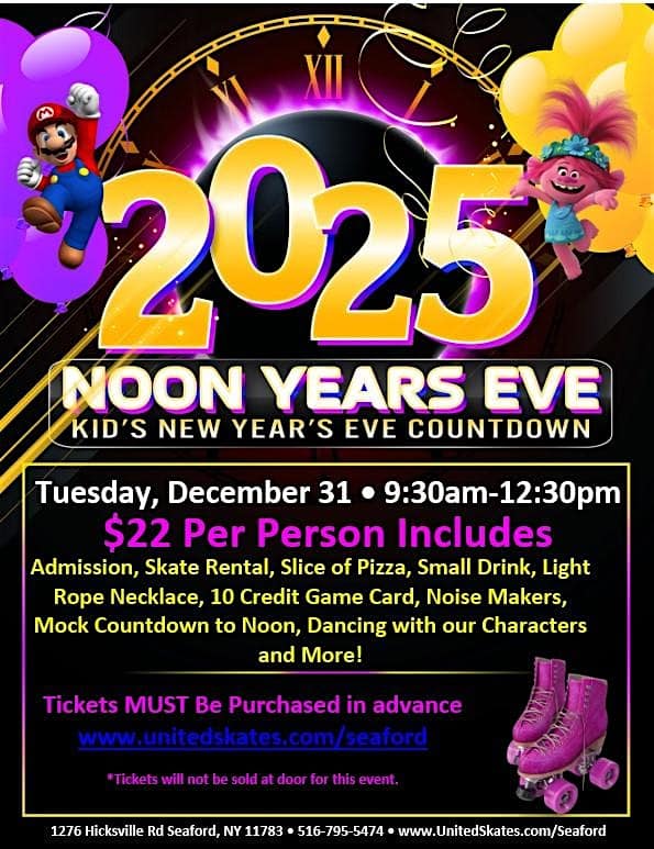 Noon Year’s Eve Character Skate – Seaford, NY