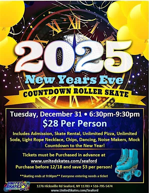 New Year’s Eve Family Skate Party – Seaford, NY