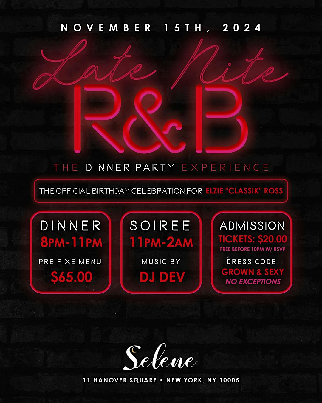 Late Nite R&B: The Dinner Party Experience – New York, NY