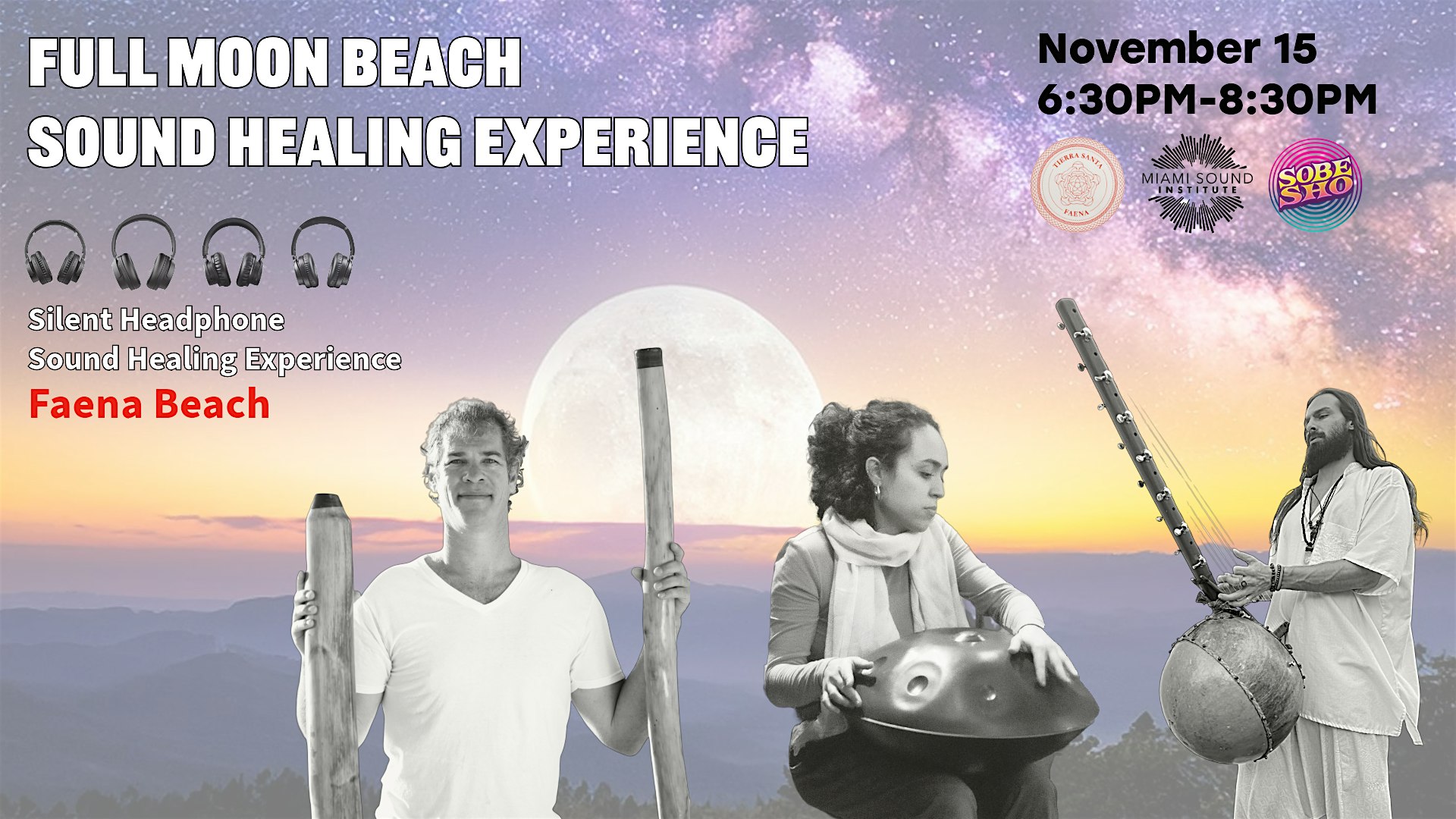 Full Moon Beach Sound Experience with Silent Headphones – Miami Beach, FL