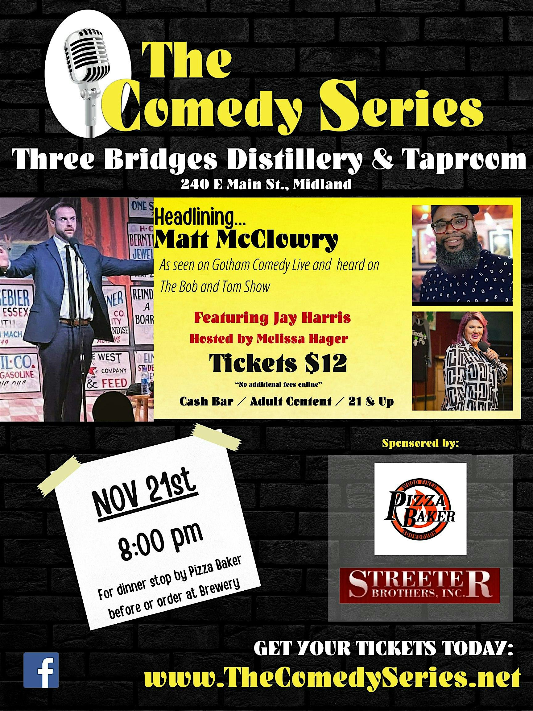 Comedy Show -Three Bridges Distillery & Taproom- Midland – Midland, MI