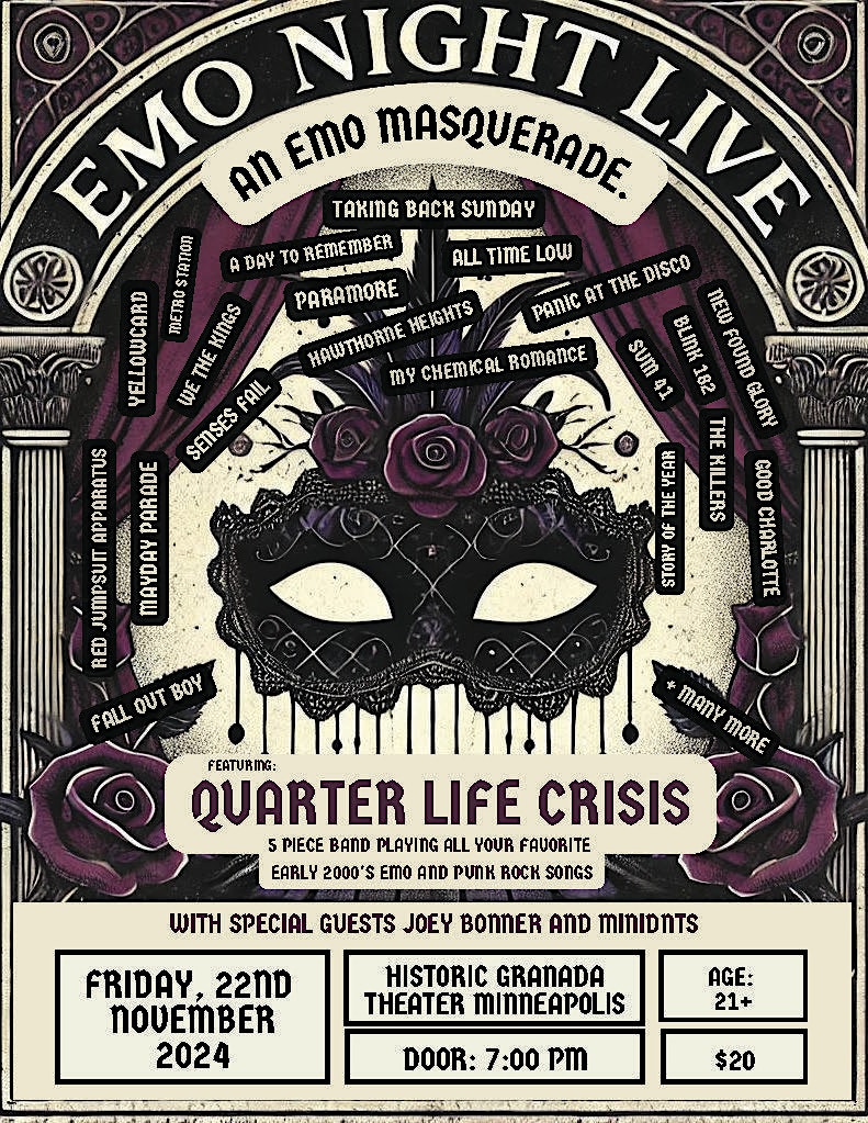 QUARTER LIFE CRISIS: A TWIN CITIES EMO ROCK COVER BAND – Minneapolis, MN