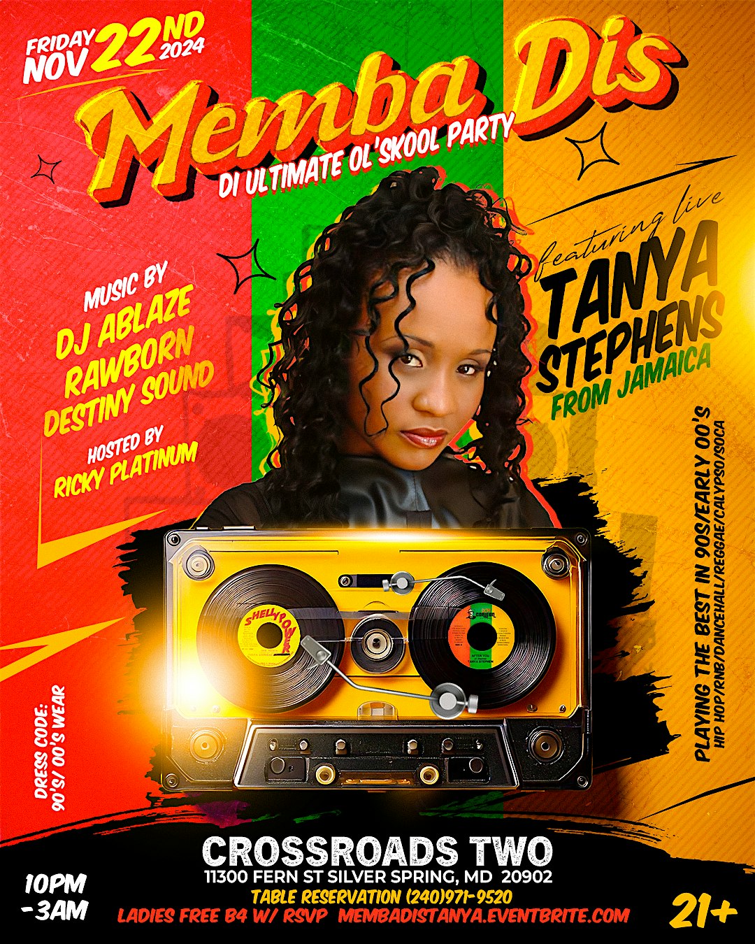 MEMBA DIS ” DI ULTIMATE OL’SKOOL PARTY” FEAT. TANYA STEPHENS – Wheaton-Glenmont, MD