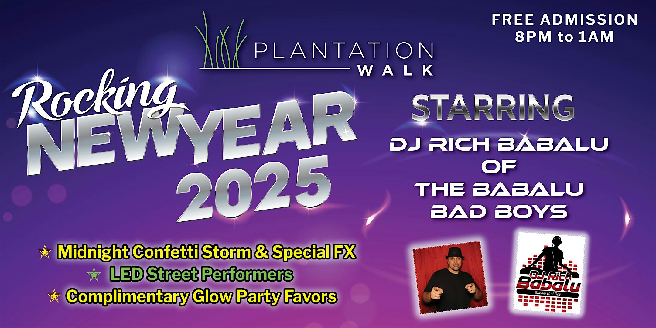 “Rocking New Year 2025”- Party at Plantation Walk / Free Admission – Plantation, FL