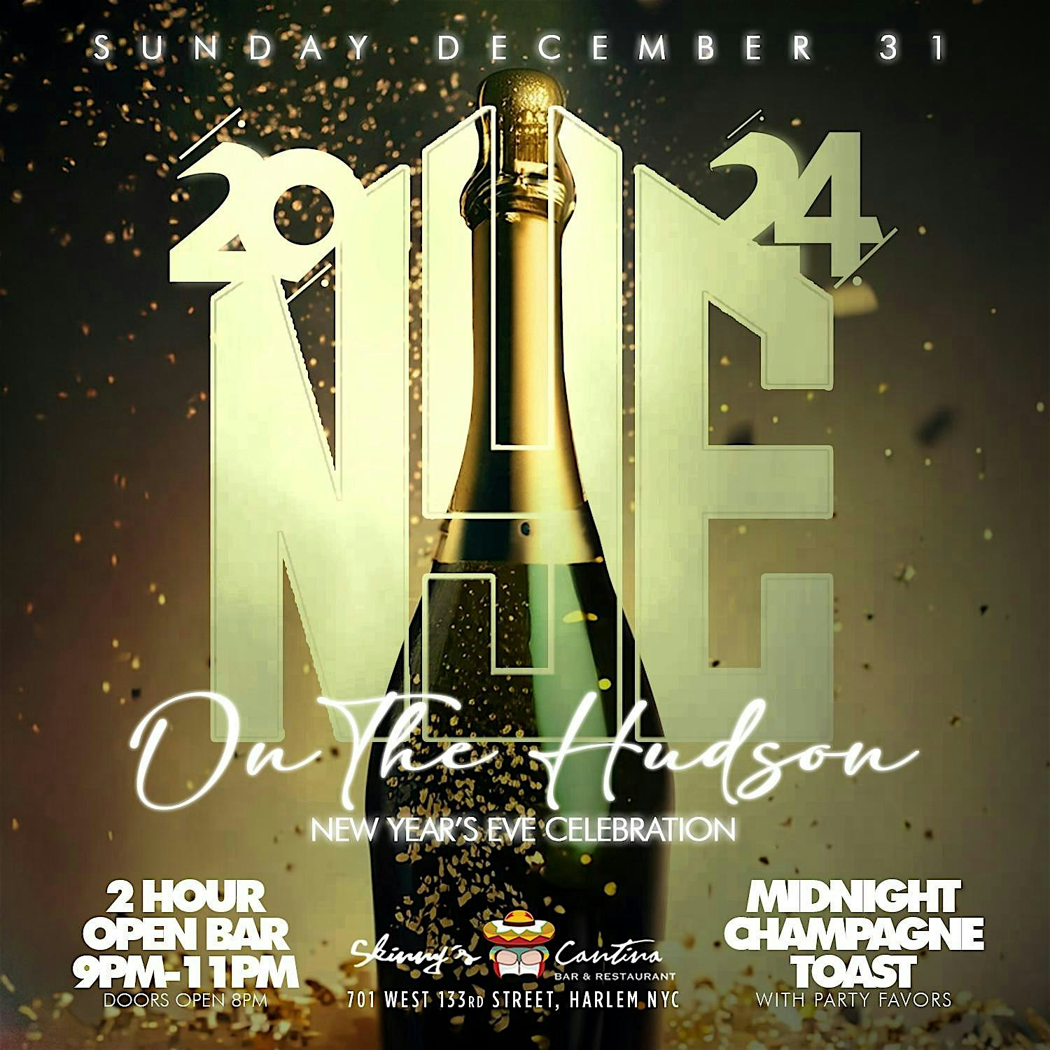 Harlem NYE on the Hudson w/ 2hr Open Bar, champagne toast, Live DJs – New York, NY