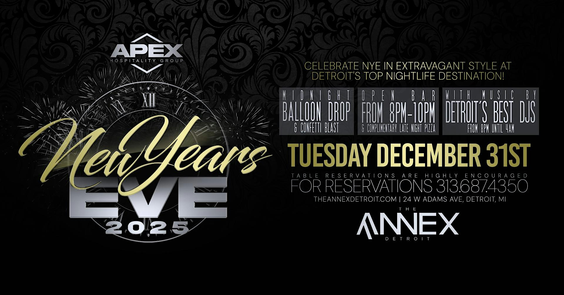 New Years Eve 2025 at The Annex on Tuesday, December 31st! – Detroit, MI