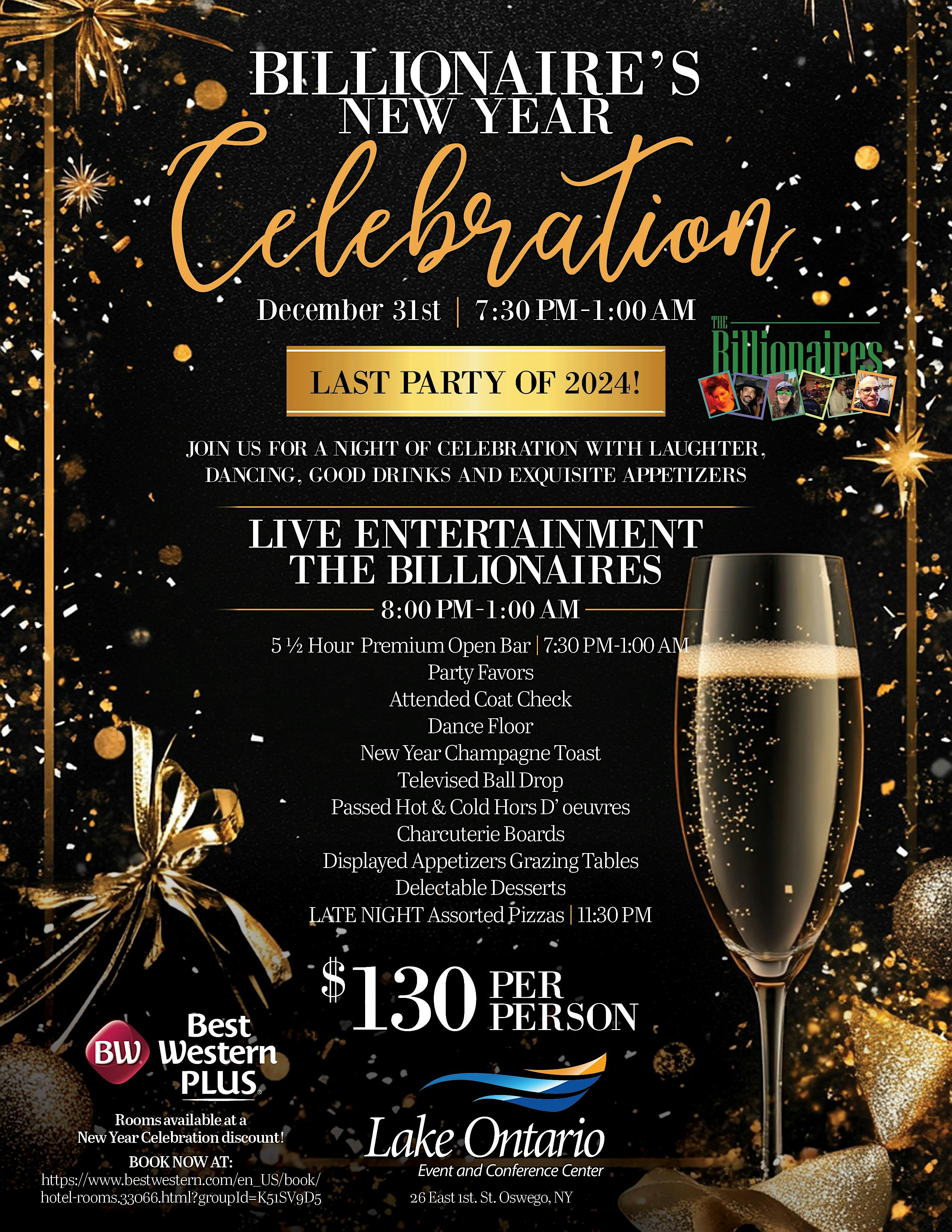 New Year’s Eve Celebration with the Billionaires – LIVE! – Oswego, NY