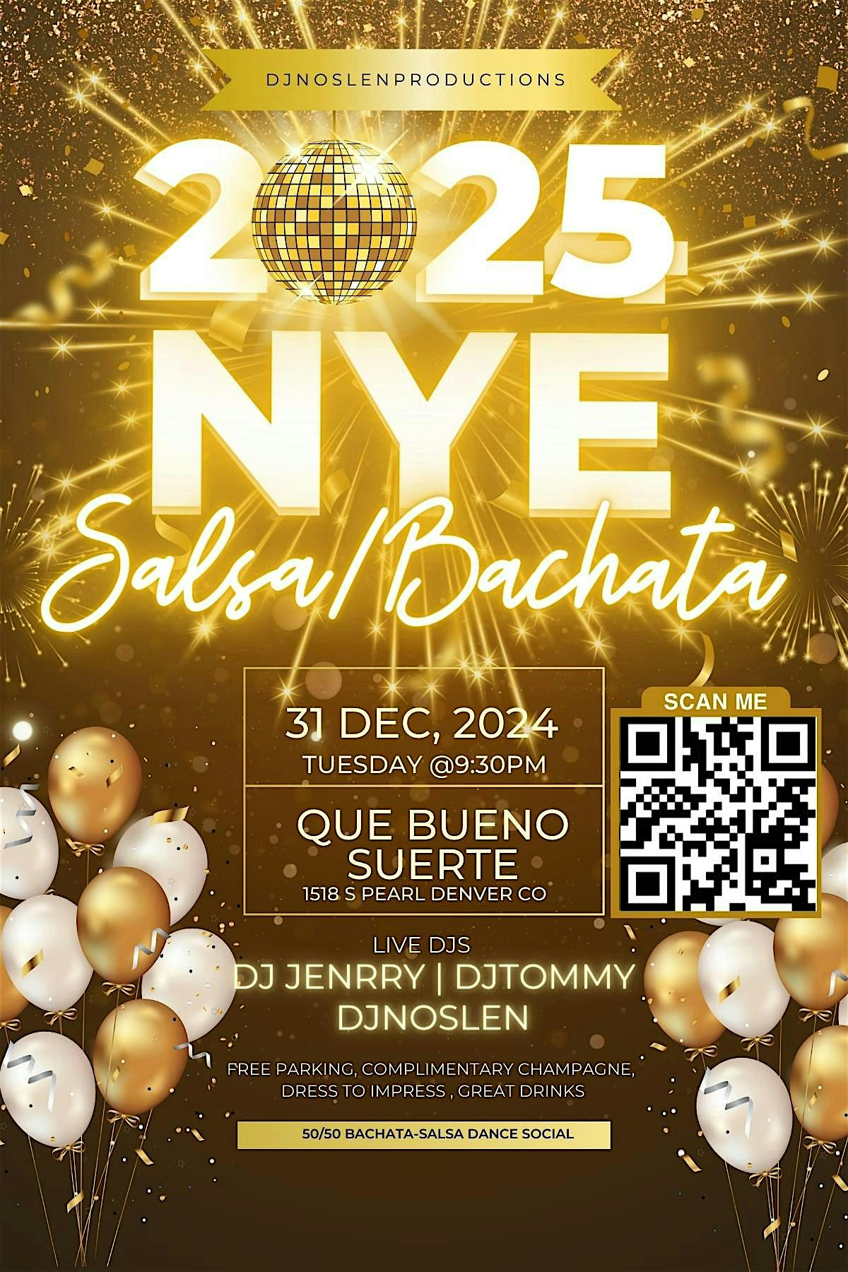 New Year 50/50 Bachata/Salsa Party ’25 – Denver, CO