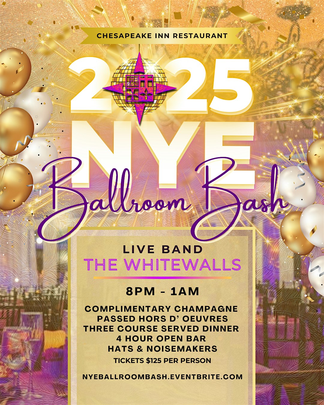 NYE Ballroom Bash 2025 at Chesapeake Inn! – Chesapeake City, MD