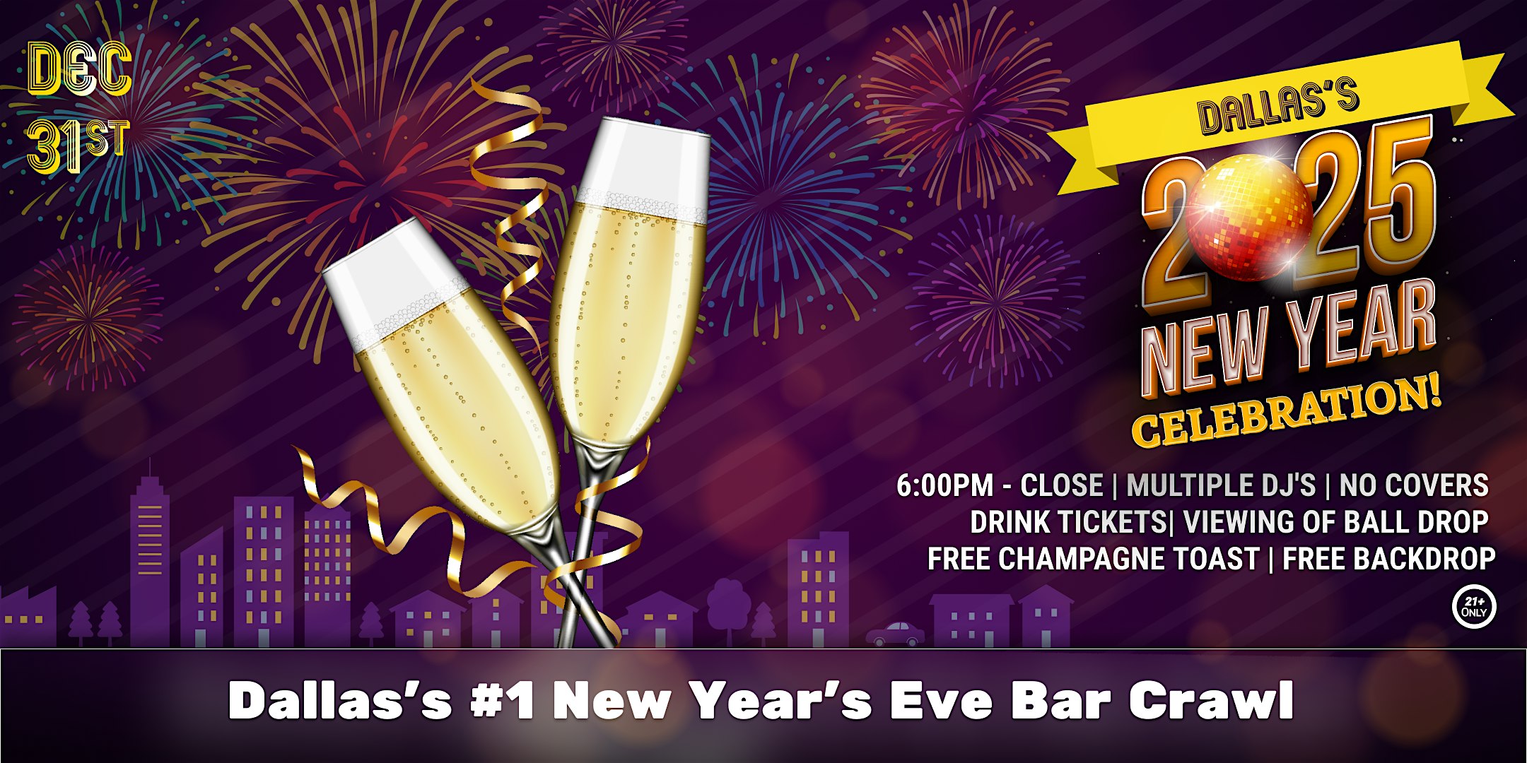 Dallas NYE Bar Crawl – Dallas, TX