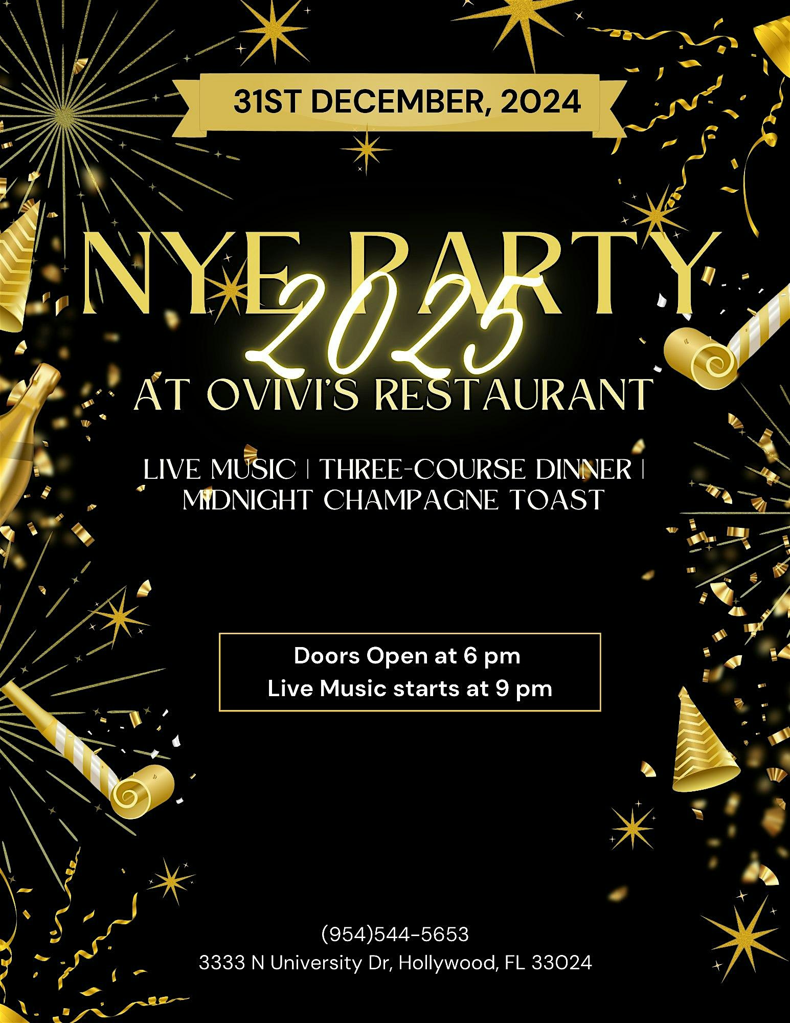 New Year’s Eve 2025 at Ovivis – Hollywood, FL