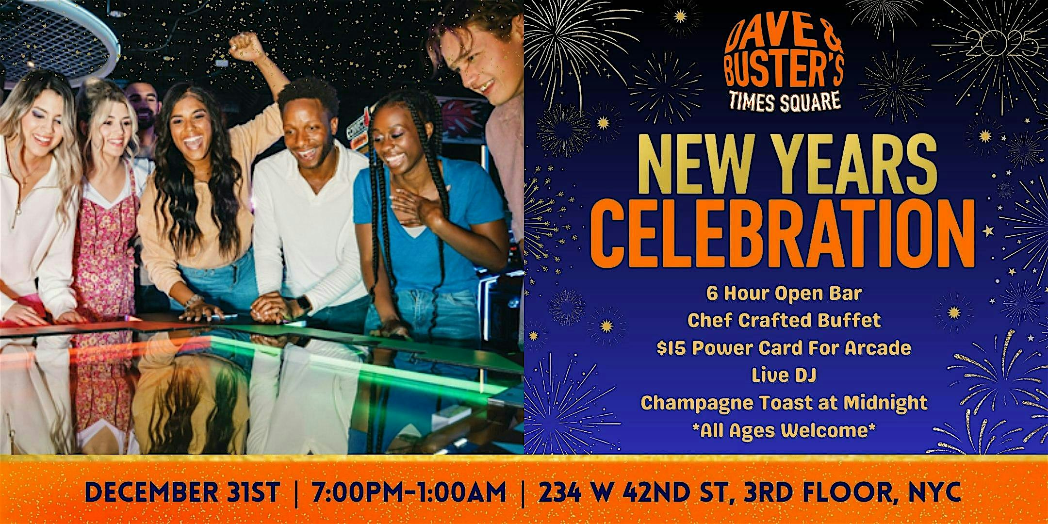 New Year’s Eve at Dave & Buster’s Times Square 2025 – New York, NY