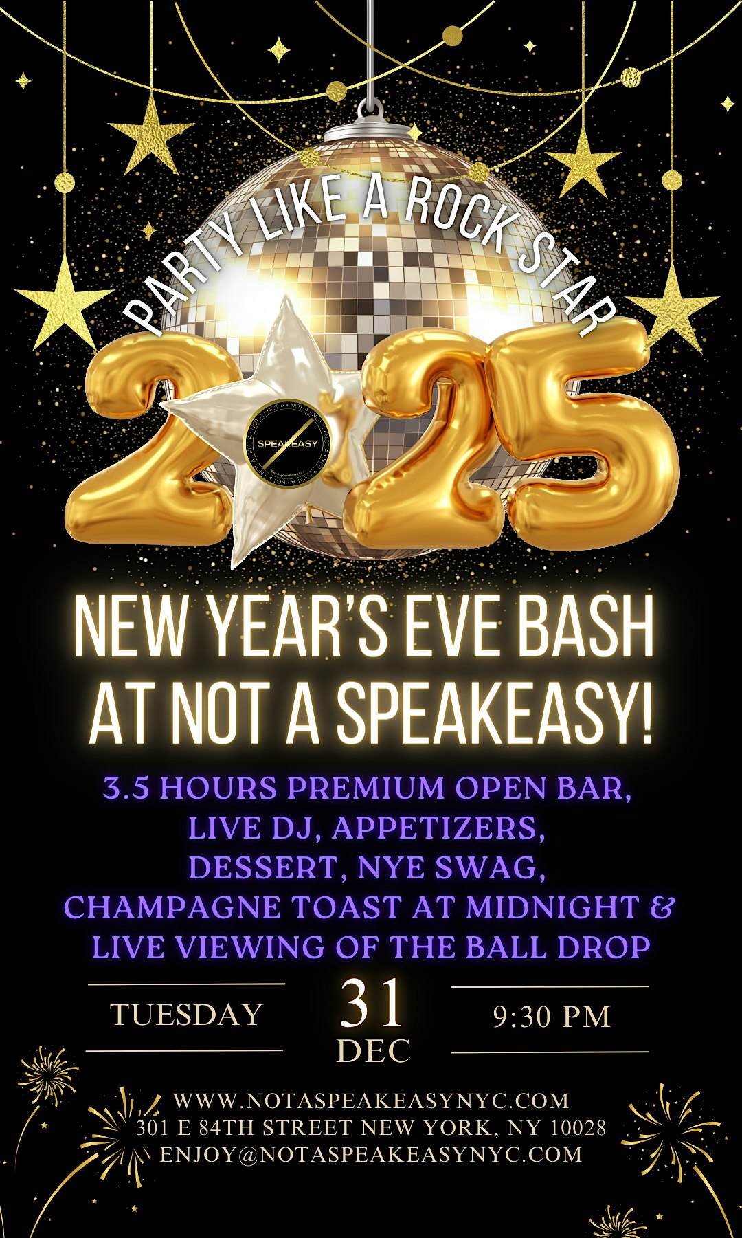 Party Like A RockSTAR NYE at Not A Speakeasy! – New York, NY