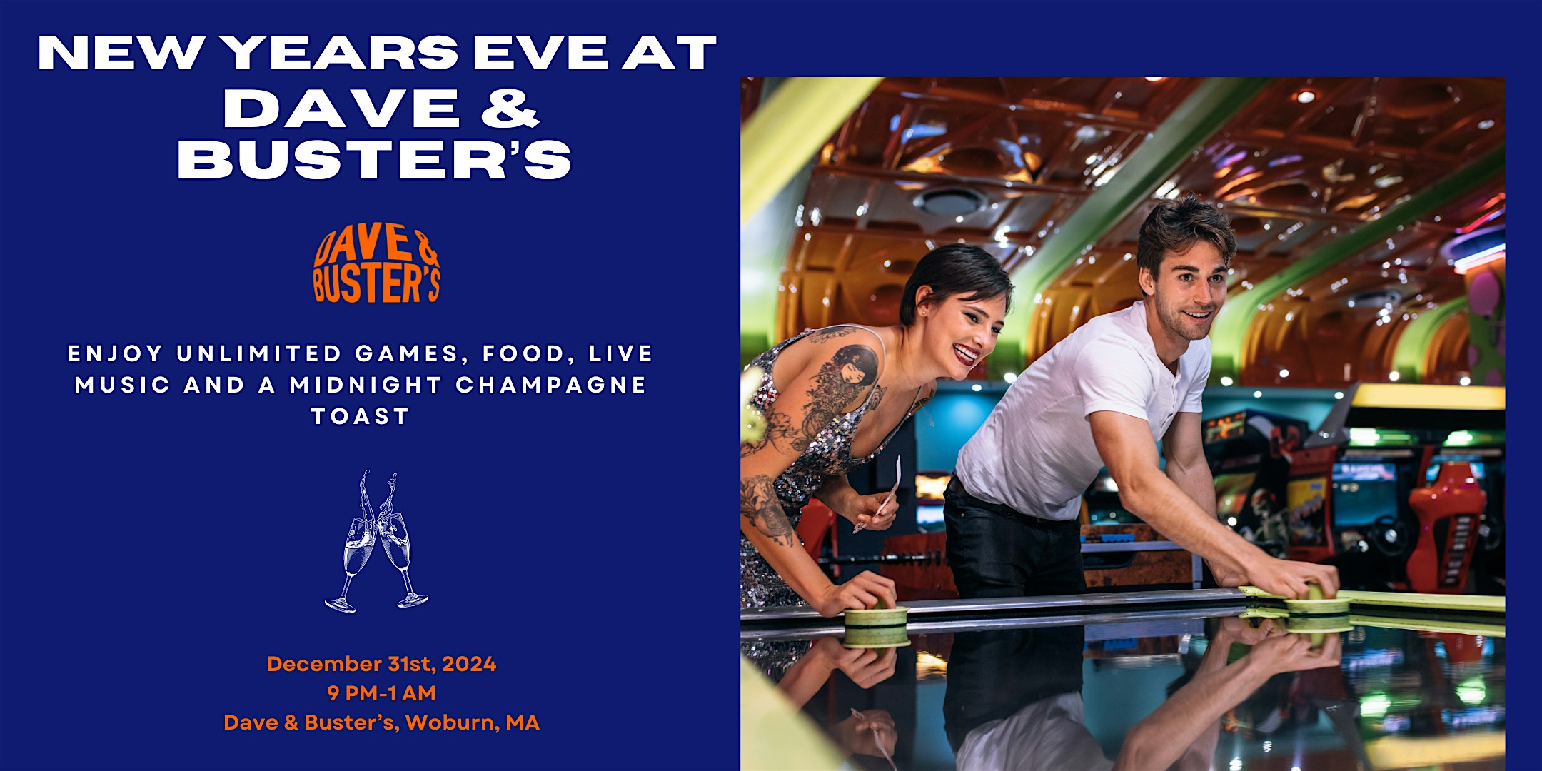 New Year’s Eve at Dave & Buster’s – Woburn, MA