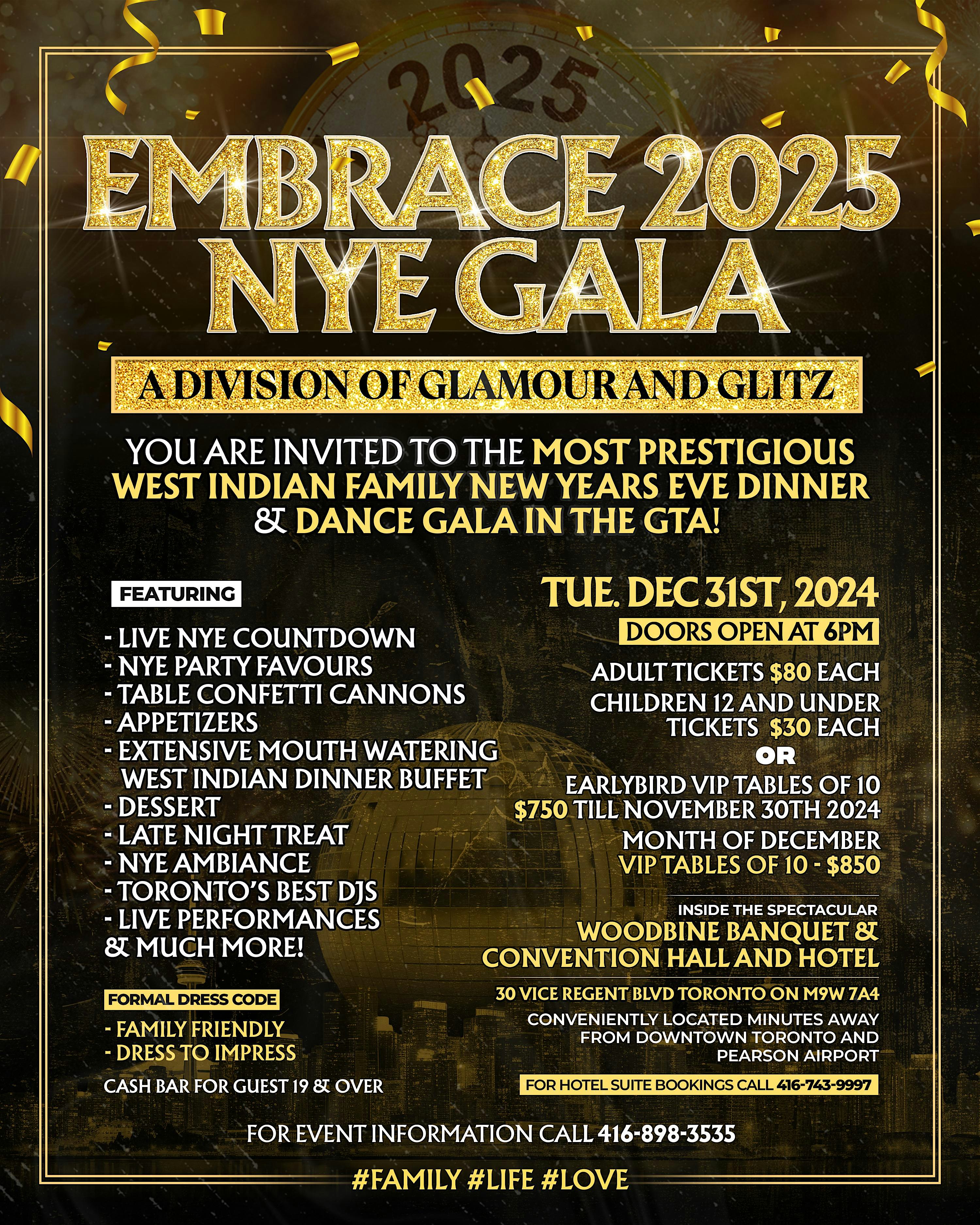 EMBRACE 2025 NYE GALA – Family New Years Eve Dinner and Dance – Toronto, Canada