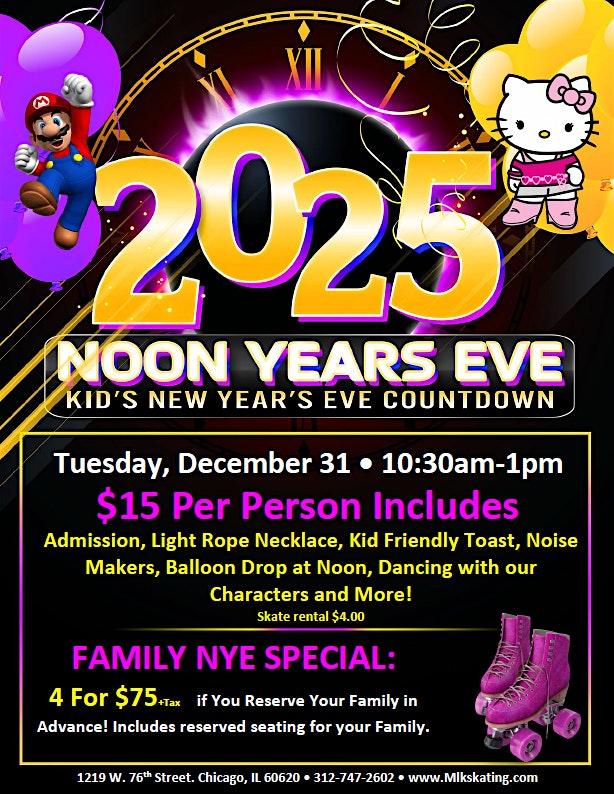 Kid’s “Noon” Year’s Eve Countdown 2025 – Chicago, IL