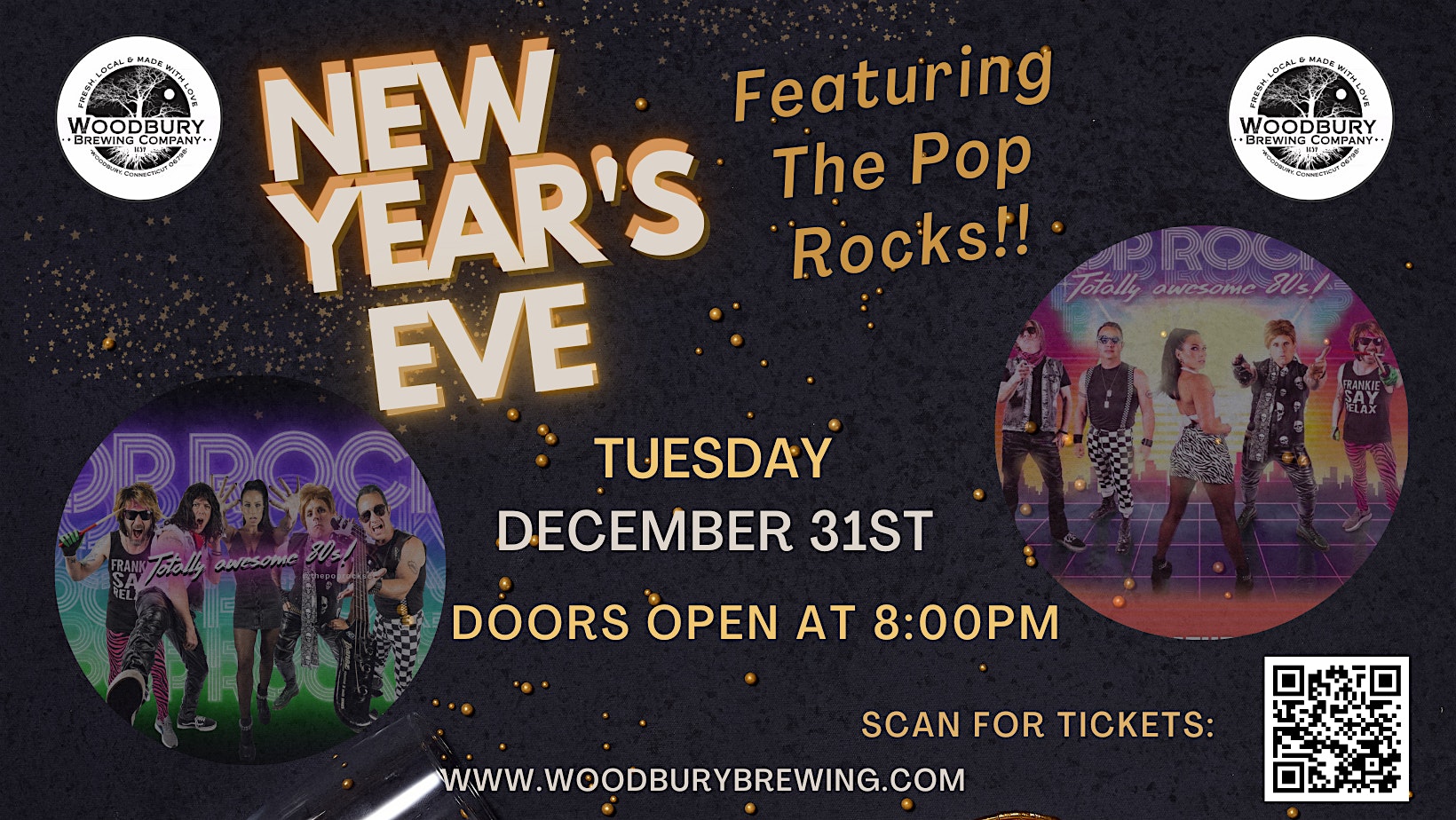 80’s New Year’s Eve with The Pop Rocks at the Woodbury Brewing Company – Woodbury, CT