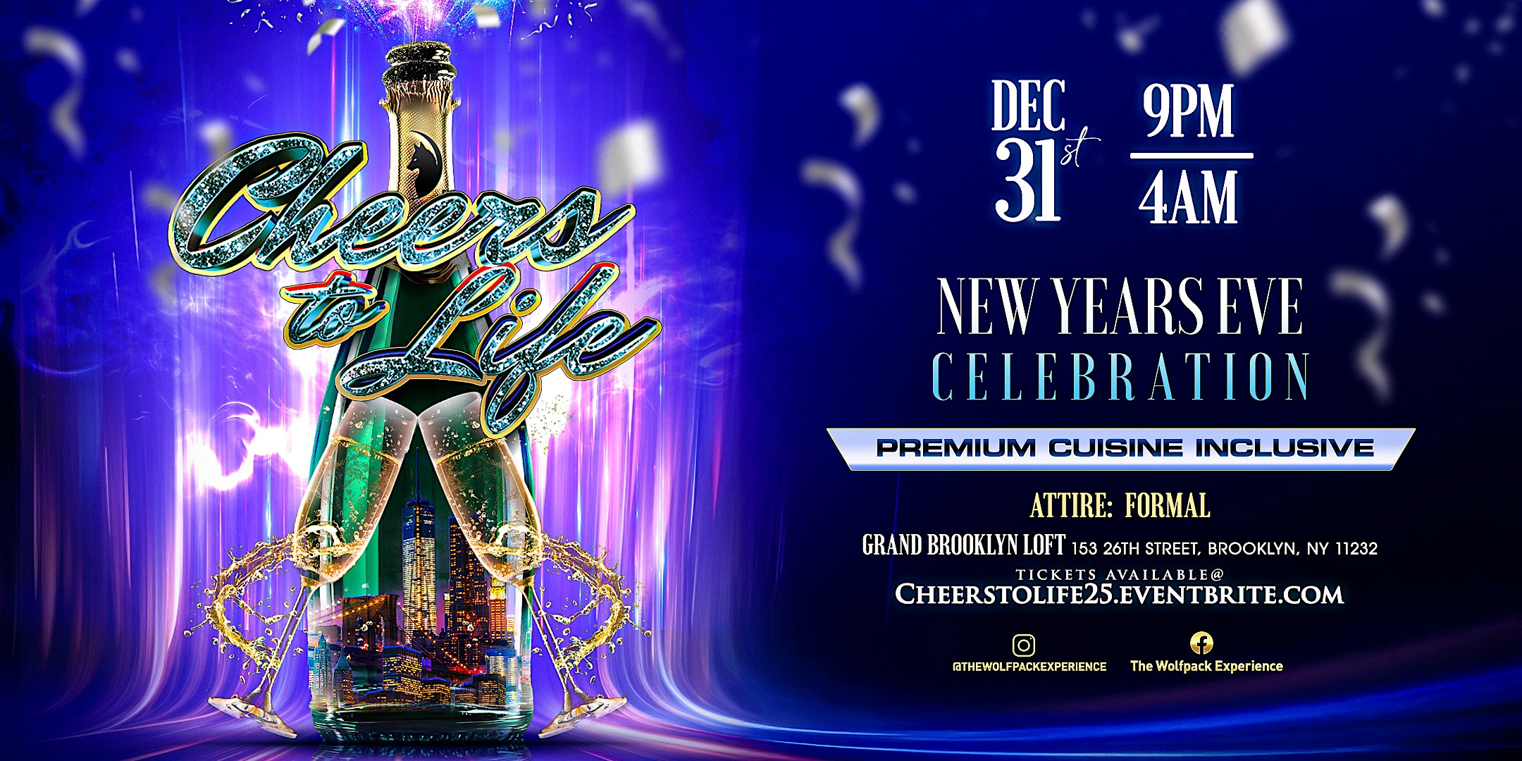 Cheers to Life 2025 | NYE Premium-Cuisine Inclusive Celebration – Brooklyn, NY