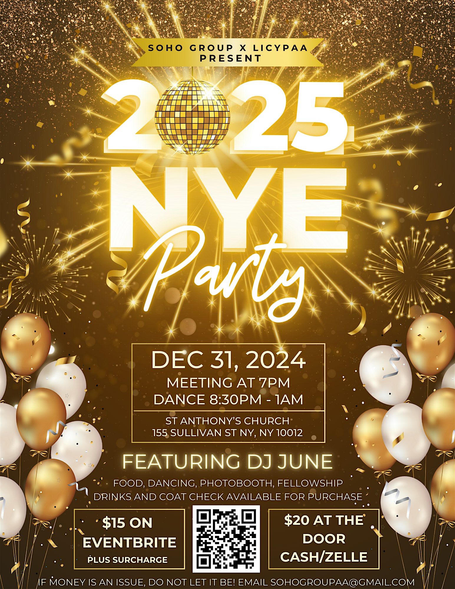 New Year’s Eve Dance! Presented by the SoHo Group & LICYPAA – New York, NY