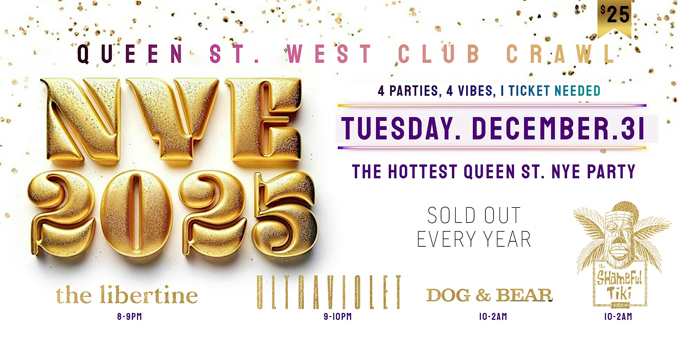 QUEEN ST. WEST NEW YEARS EVE 2025 CLUB CRAWL | Toronto New Years Eve Event – Toronto, Canada