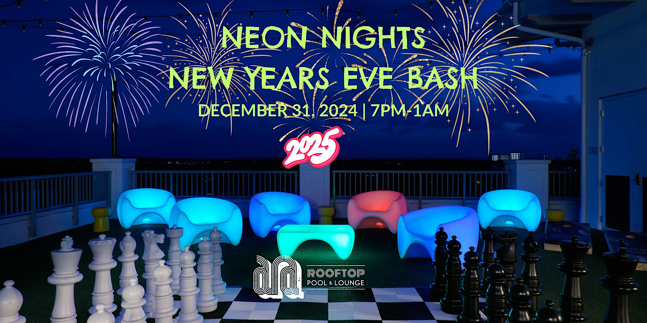 Neon Nights NYE Bash at Ara Rooftop Pool & Lounge – Miramar Beach, FL