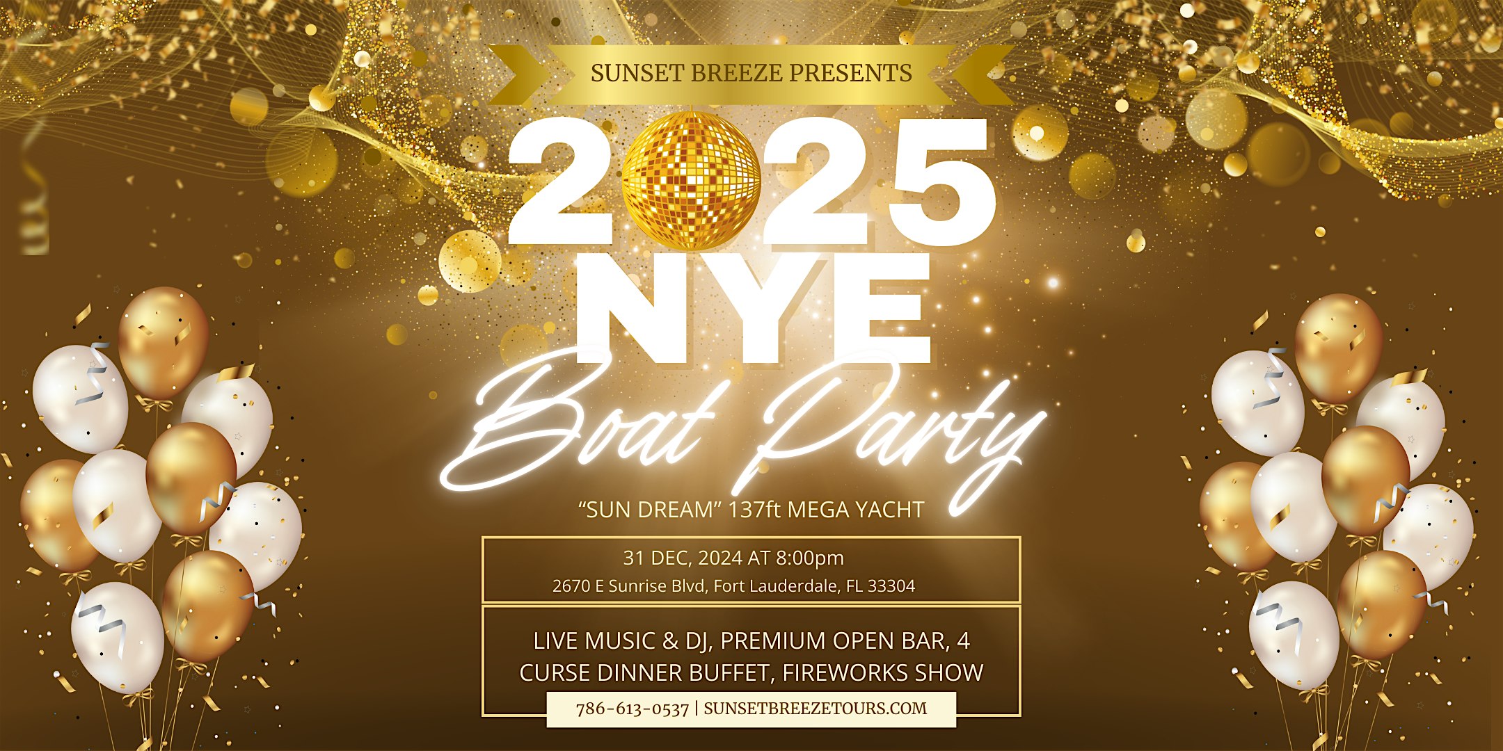 New Years eve MIDNIGHT FIREWORKS SHOW – Boat Party – Fort Lauderdale, FL