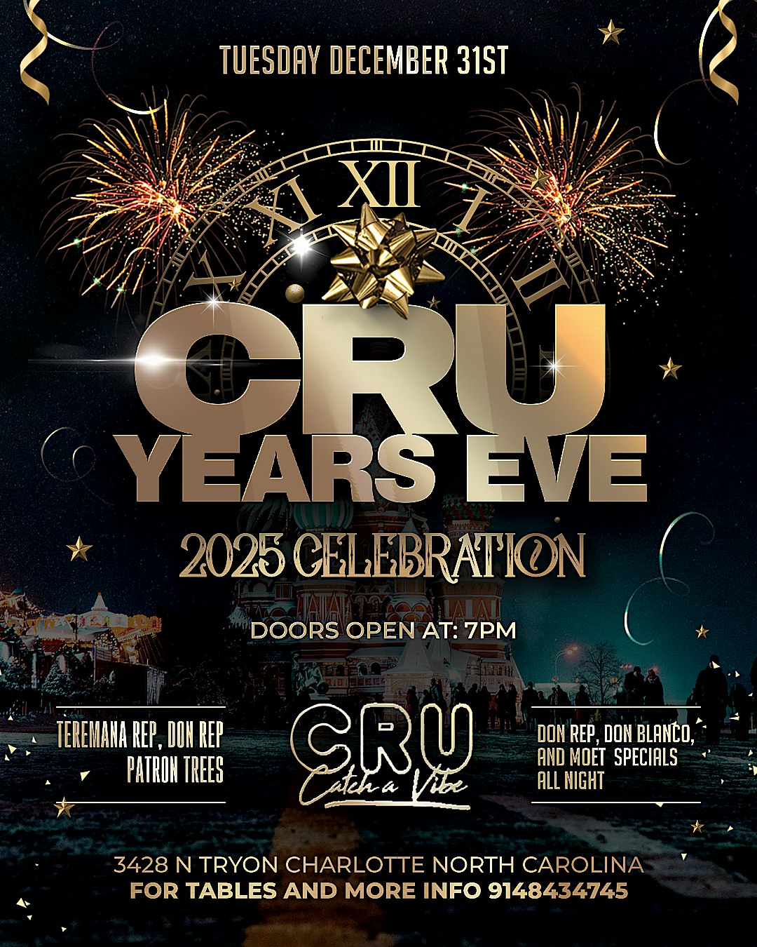 Cru years eve! 2025 NYE celebration ! $550 2 bottles specials! – Charlotte, NC