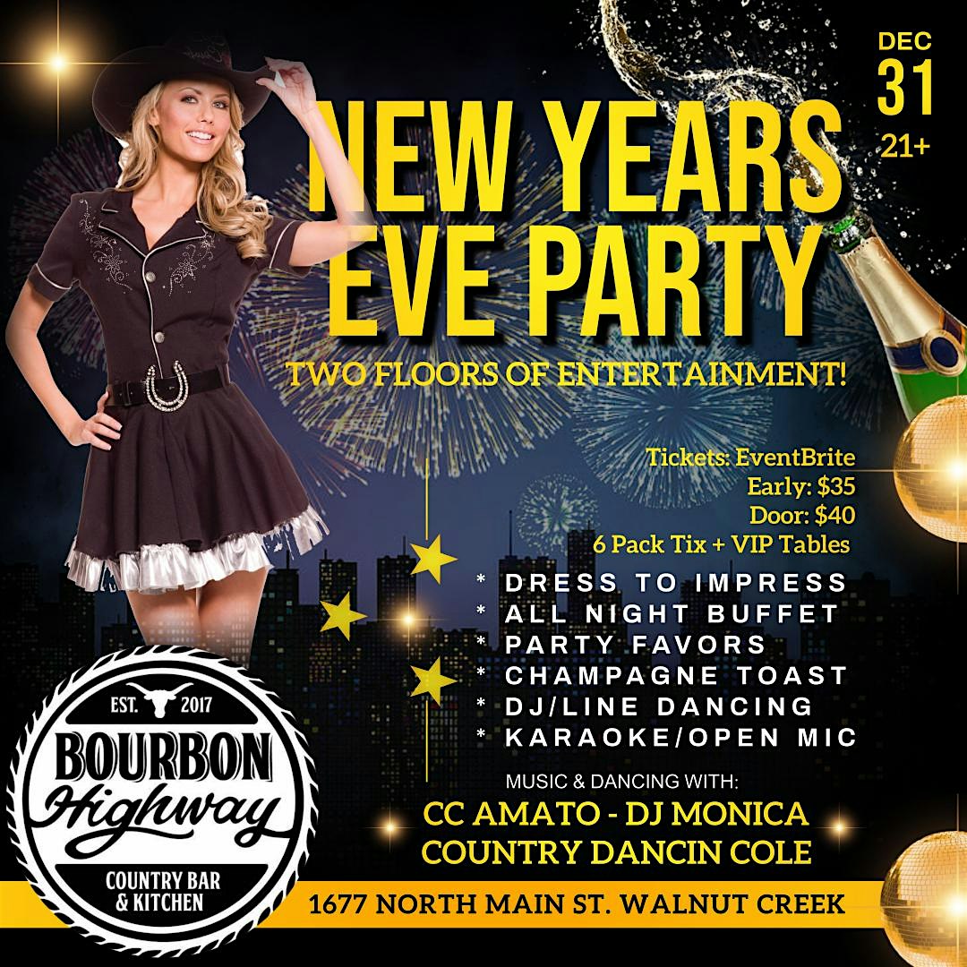 New Years Eve – All Night Buffet, Line Dancing, & Karaoke Champagne Toast – Walnut Creek, CA