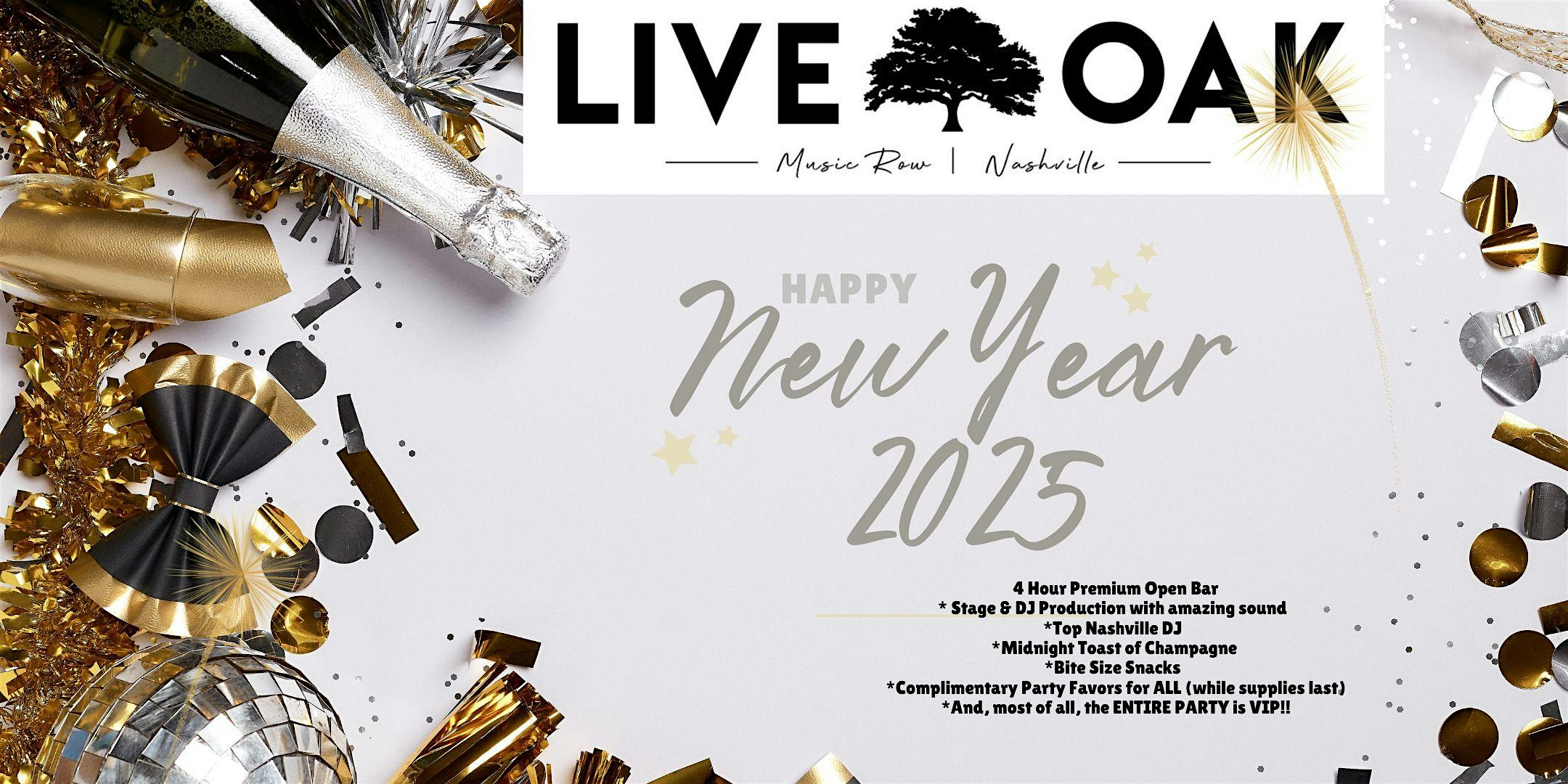 NYE Bash Live Oak Nashville on Music Row 9pm-1am – Nashville, TN