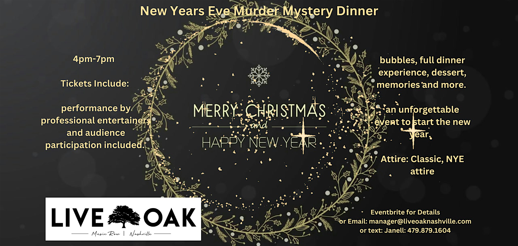 New Years Eve Murder Mystery Dinner 4pm- 7pm – Nashville, TN