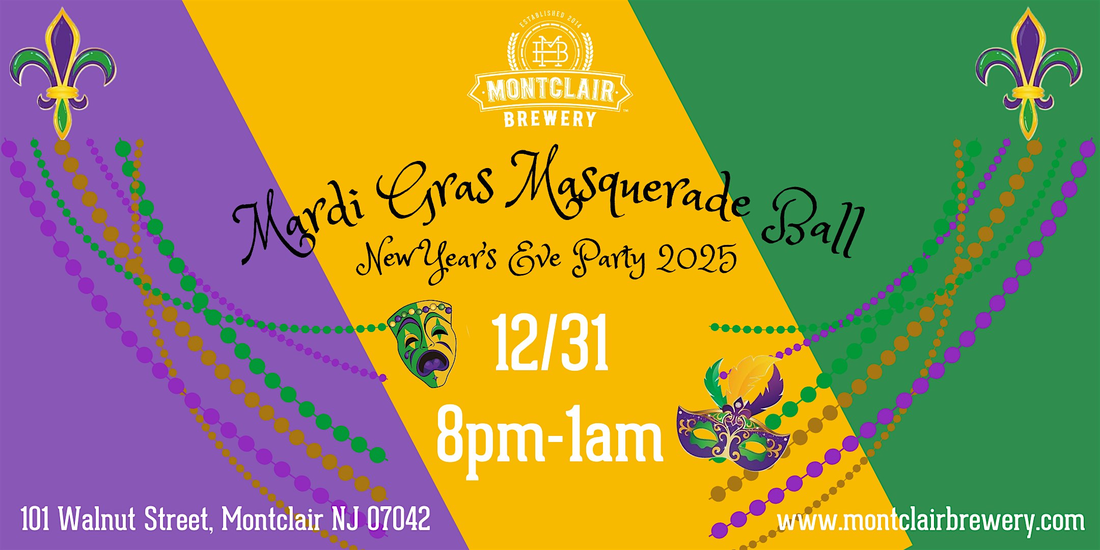 Mardi Gras Masquerade Ball New Year’s Eve Party 2025 – Montclair, NJ