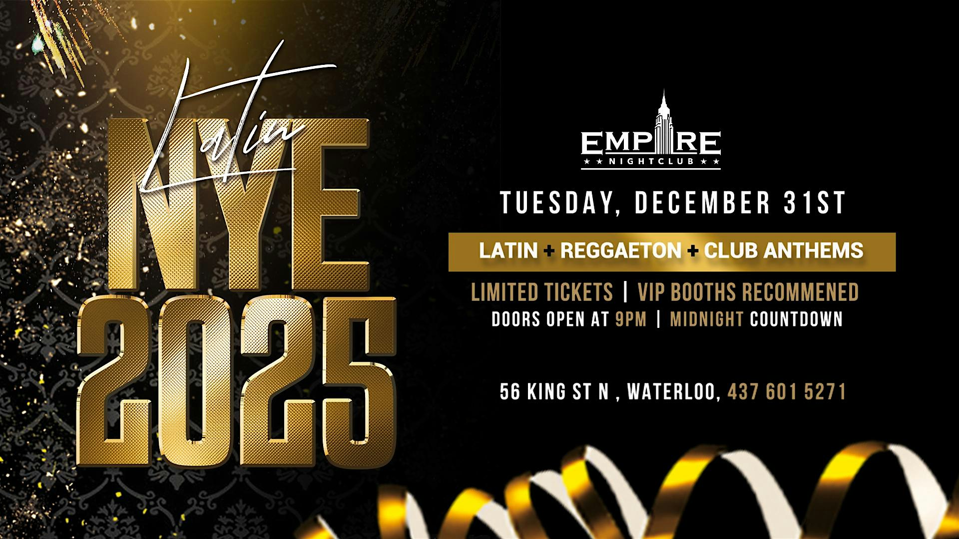 LATIN NEW YEARS EVE 2025 PARTY – Waterloo, Canada