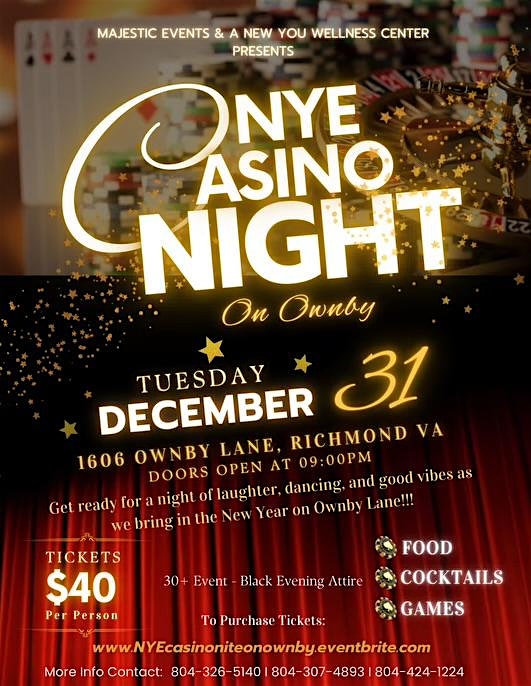 New Year’s Eve Casino Night on Ownby Lane – Richmond, VA