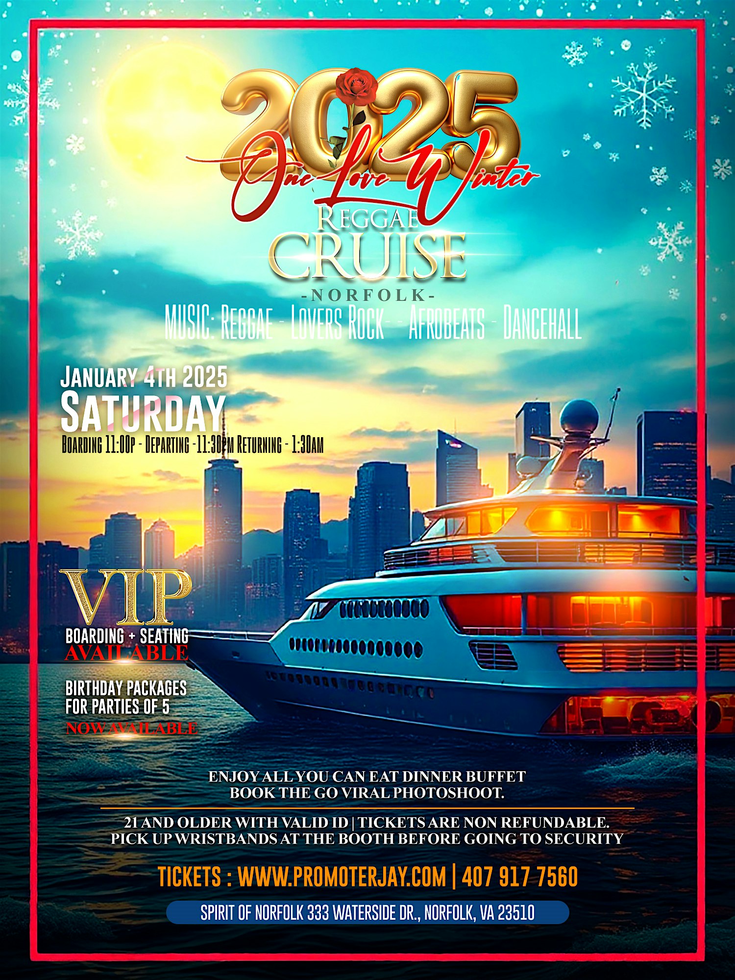 2025 New Years One Love Winter Reggae Cruise Norfolk – Norfolk, VA