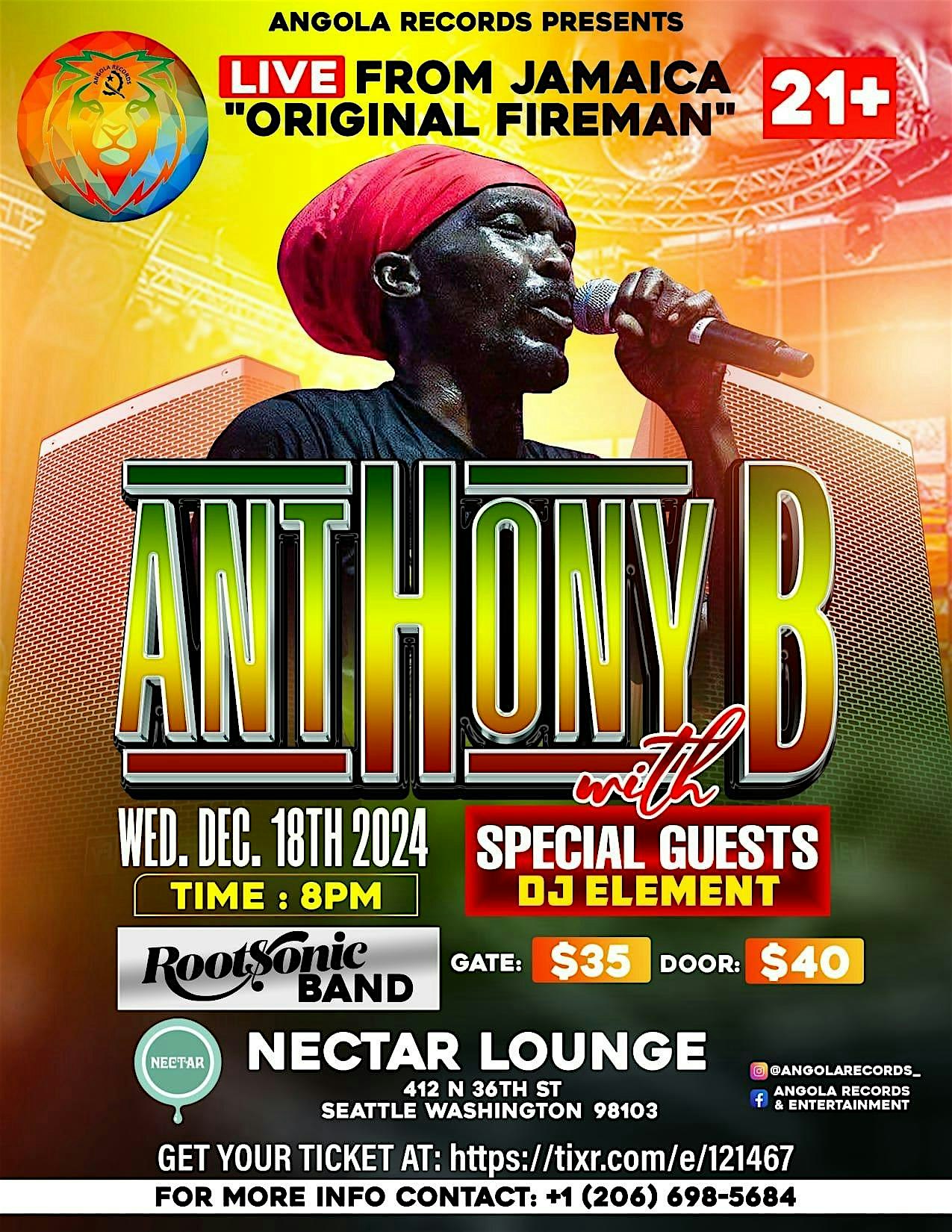 Anthony B in Seattle December 18 at Nectar Lounge – Seattle, WA