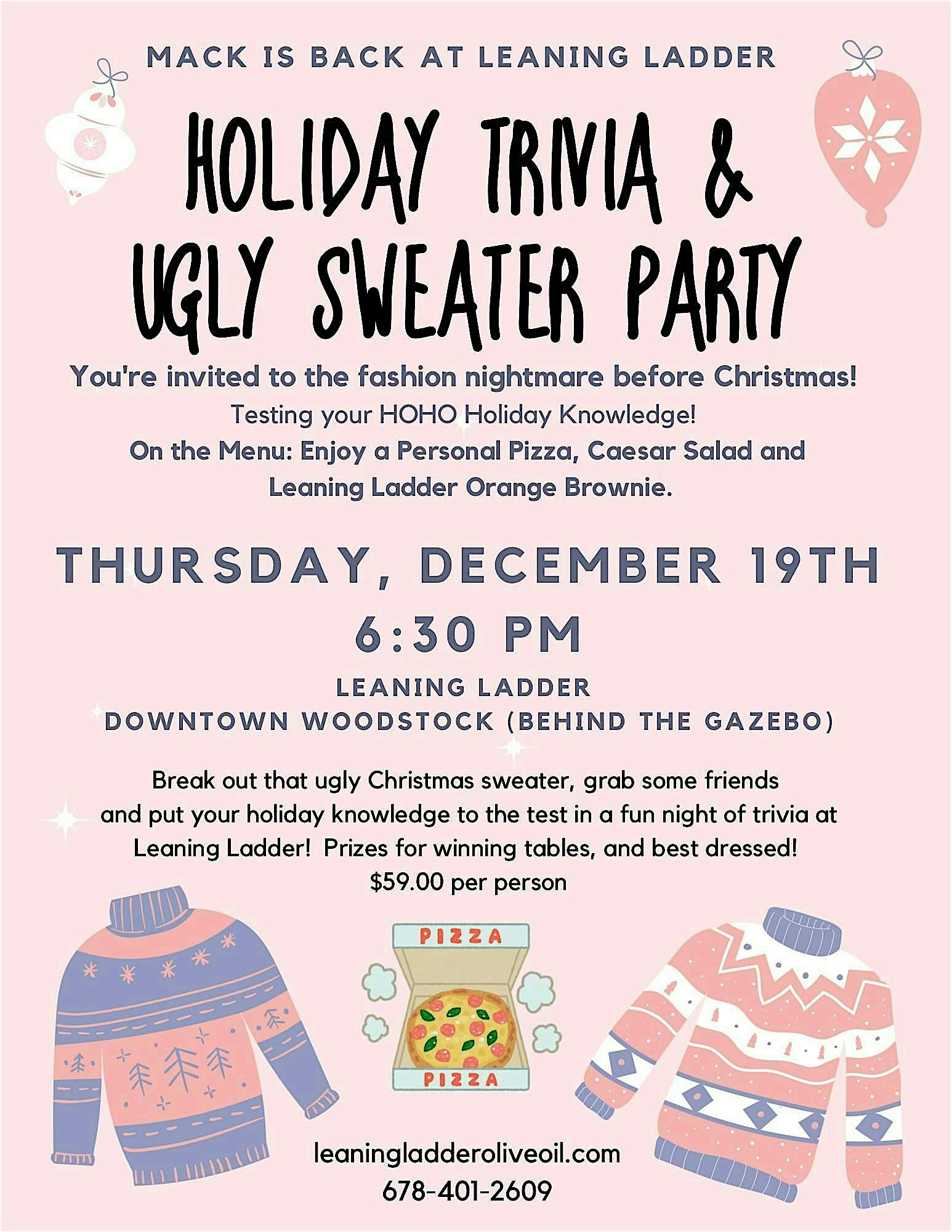 Holiday Trivia & Ugly Sweater Party – Woodstock, GA