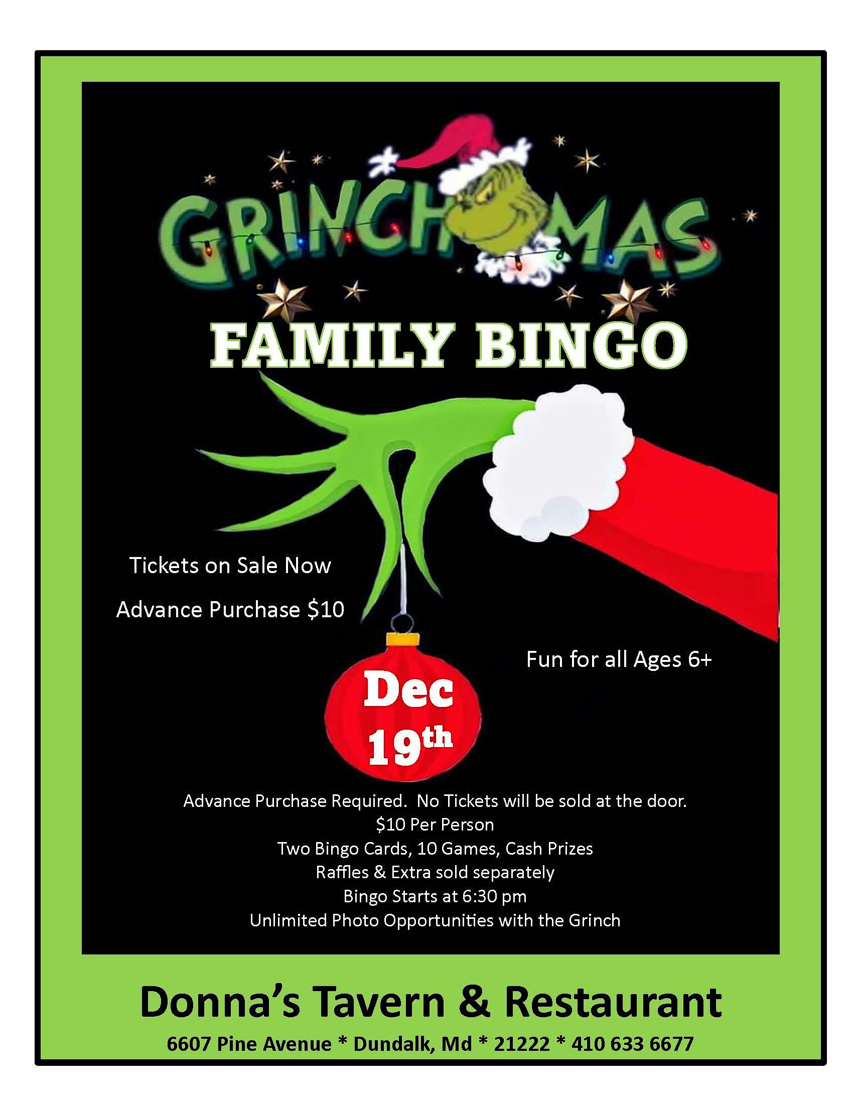 Family Bingo Night w/ the Grinch – Dundalk, Md