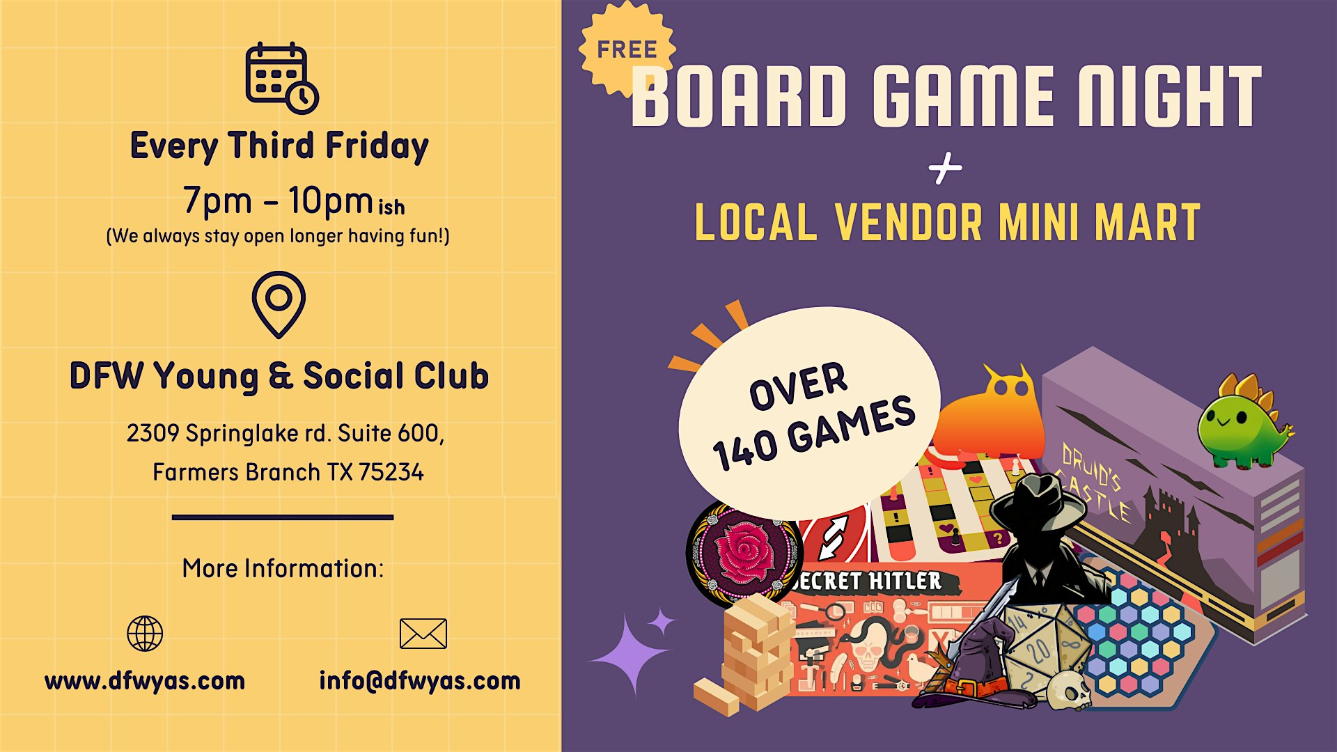 Social Board Game Night + Mini Mart – Farmers Branch, TX