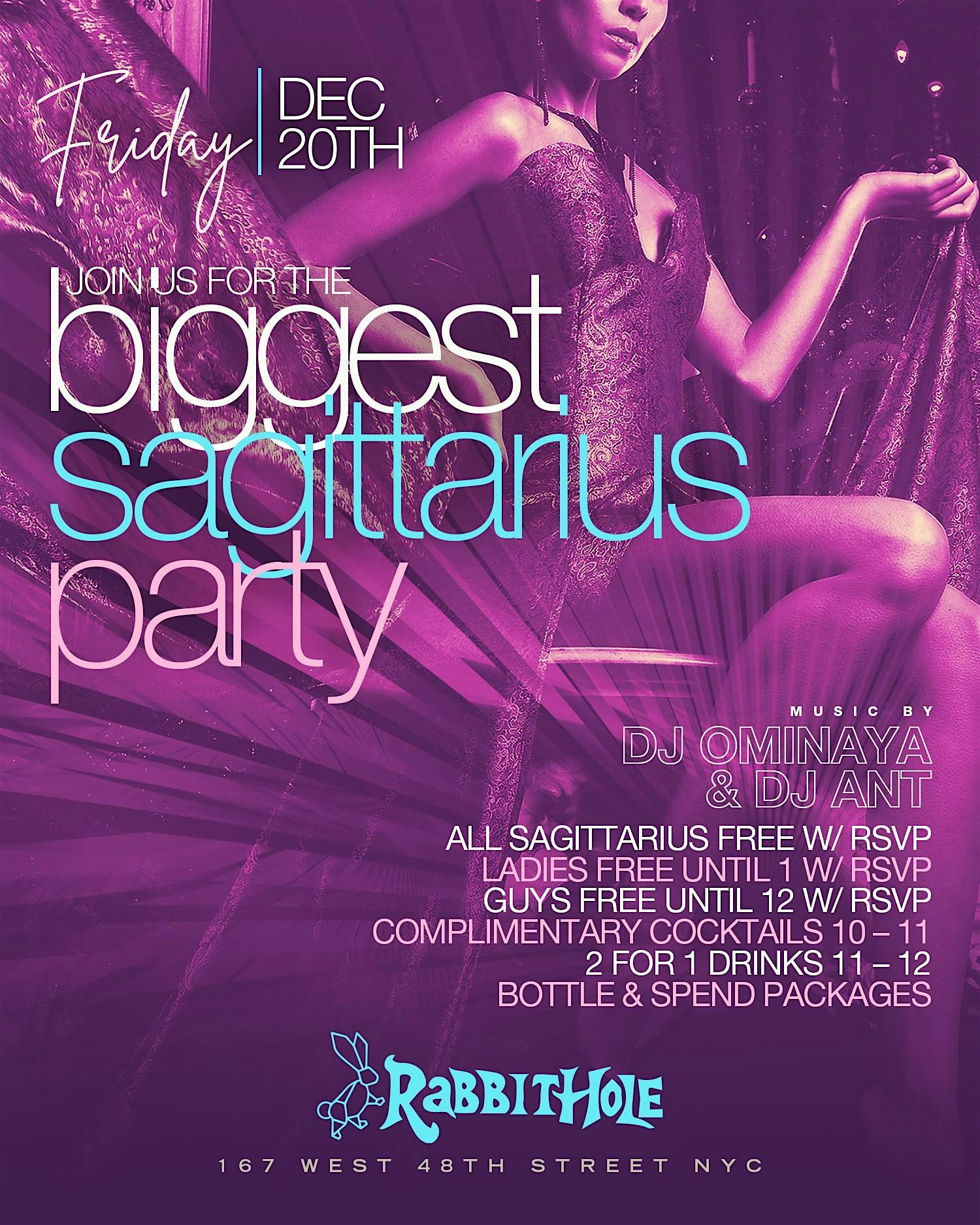 Biggest Sagittarius Party @ Rabbit Hole • Open Bar! 2 for 1 Drinks! FREE – New York, NY